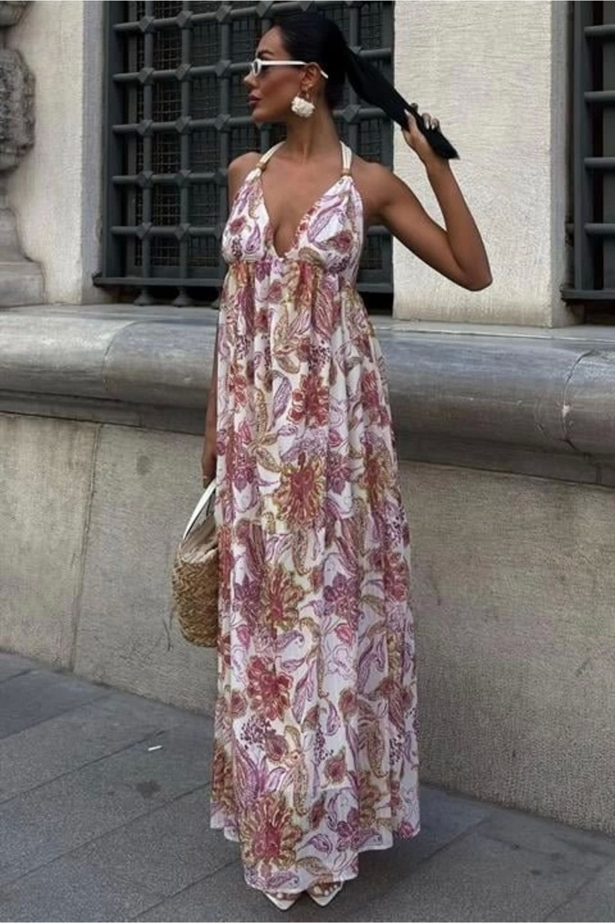 Butik Amelia Sırt Dekolteli Şifon Elbise 2614