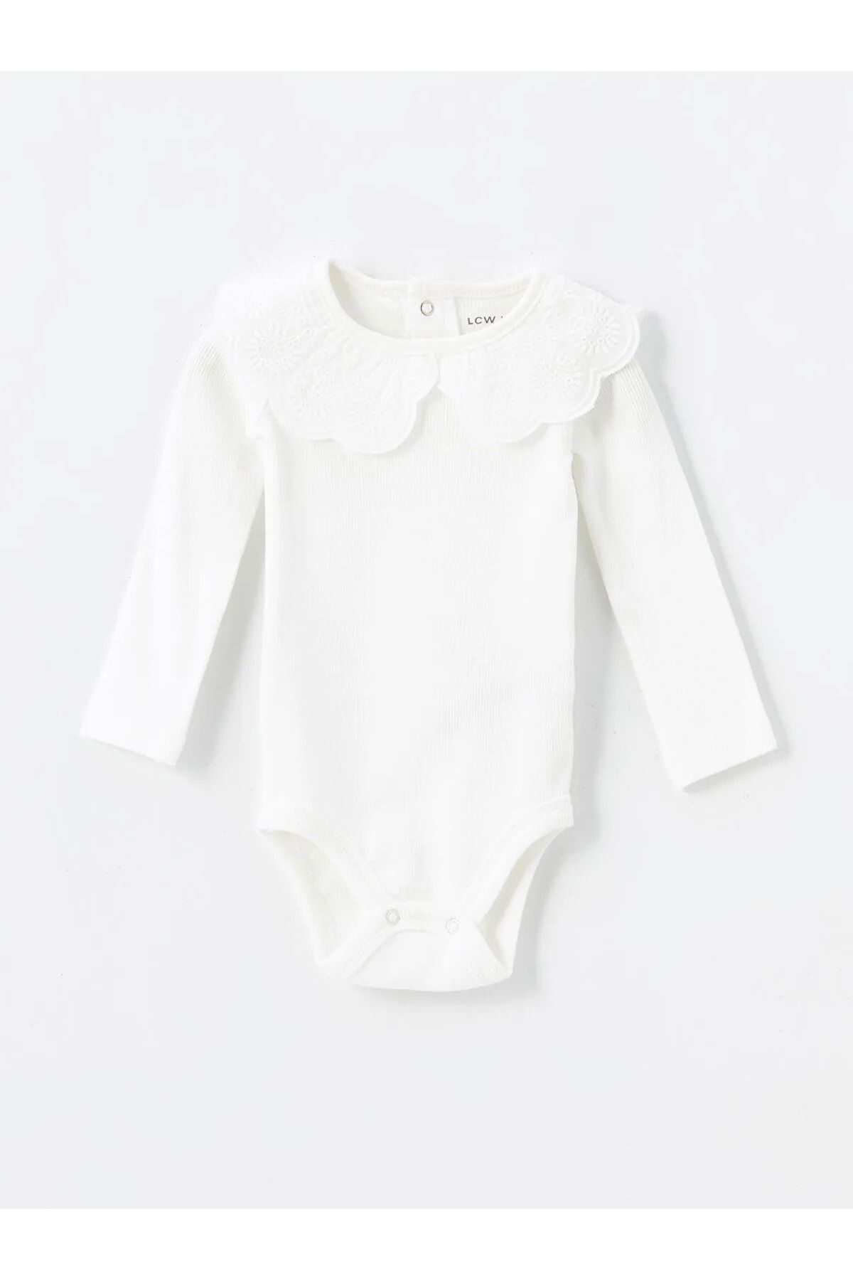 LC Waikiki Bebe Yaka Uzun Kollu Basic Kız Bebek Çıtçıtlı Body
