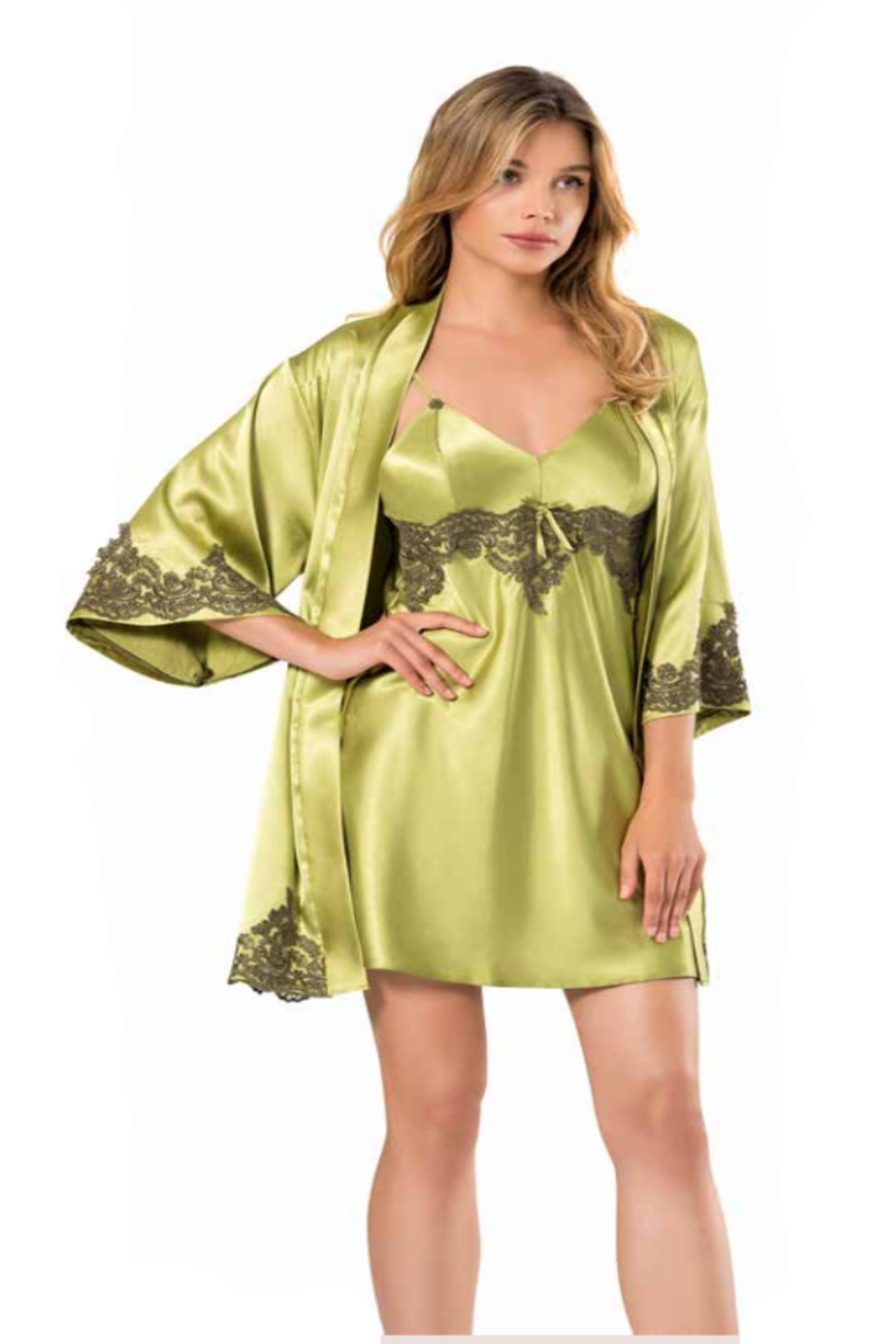 Genel Markalar İç Giyim MOONGİRL Saten Kısa İkili Gecelik Takım