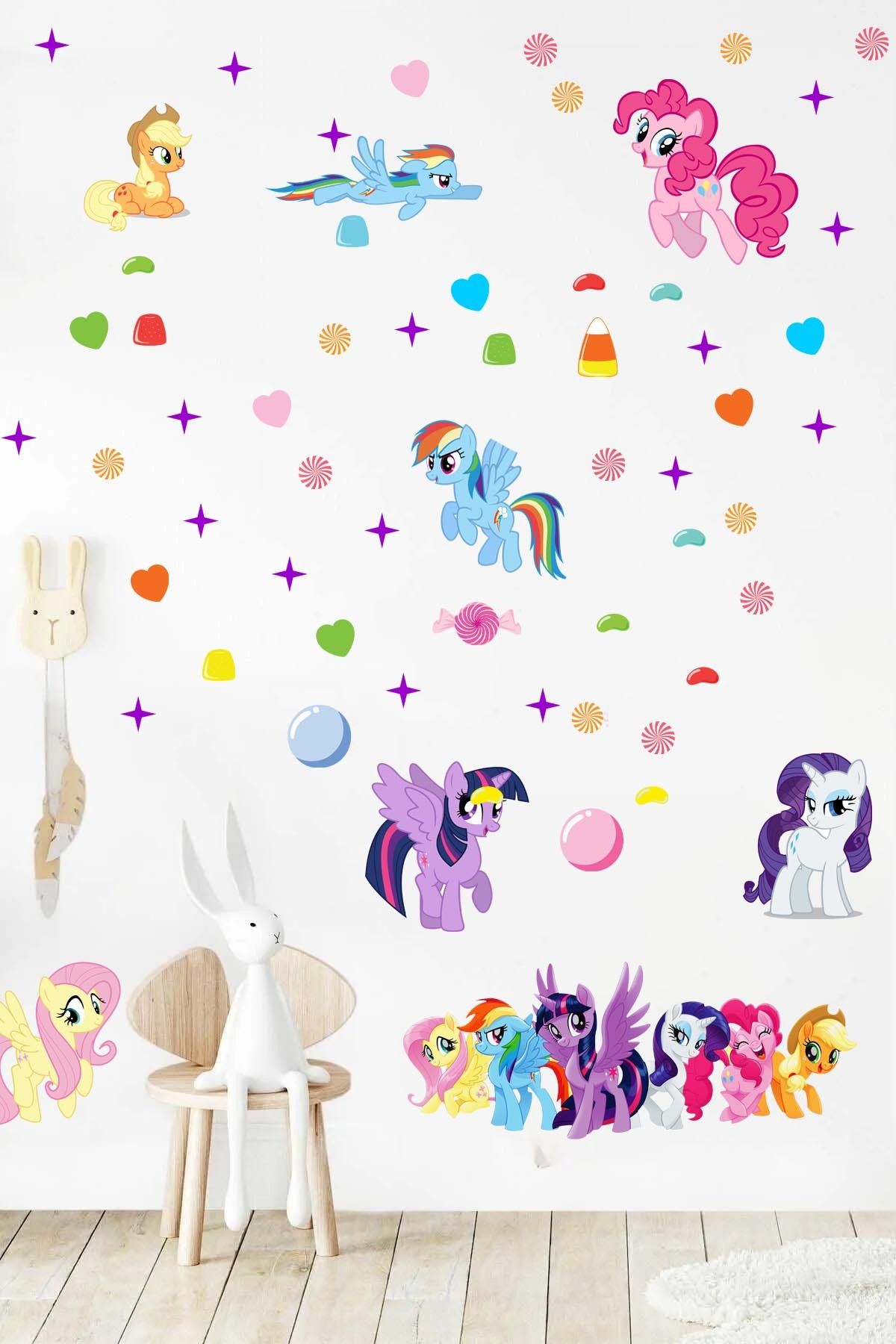KT Decor My Little Pony Kız Çocuk Odası Duvar Sticker Seti