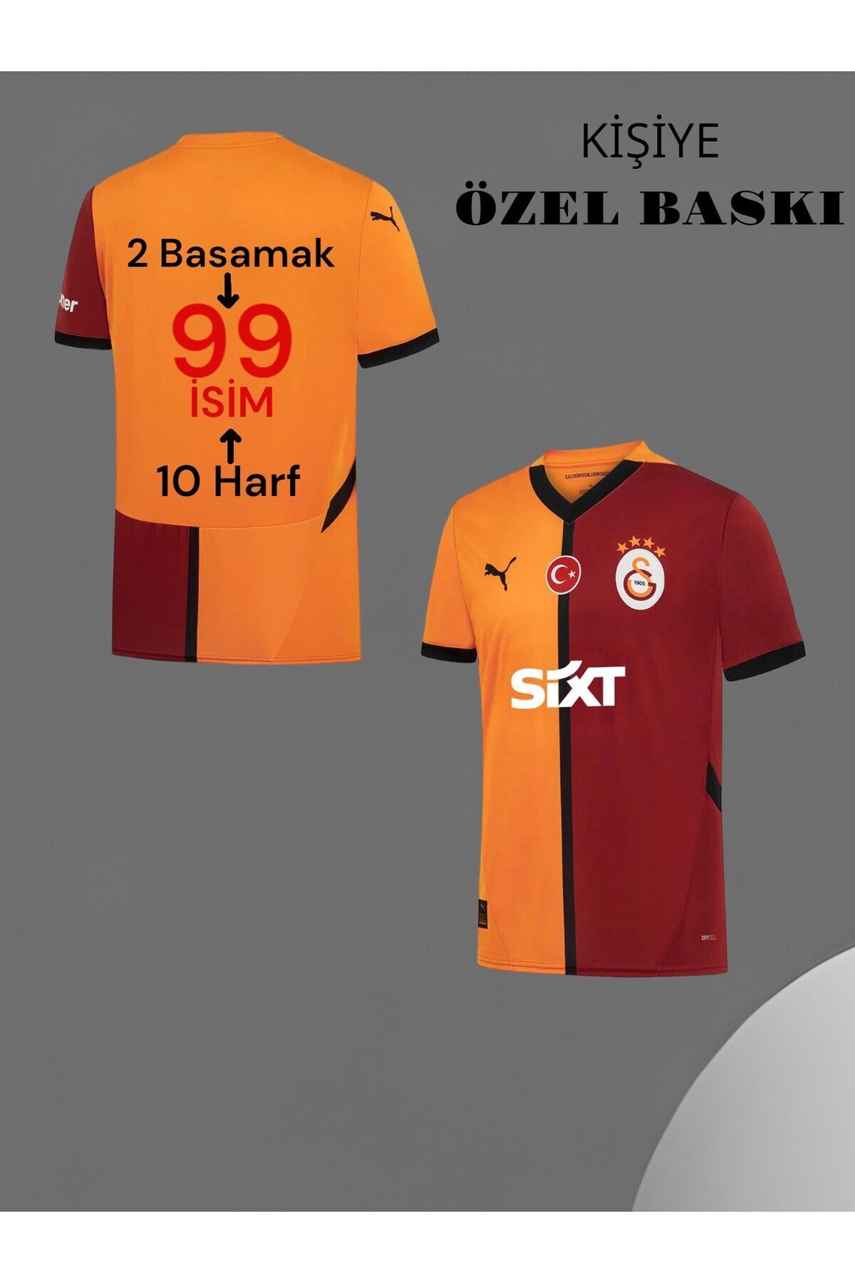 Quaxram Kişiselleştirilebilir Isim Ve Numara Baskılı-g.âla.ta.sâra.y Futbol Forması Parcalı