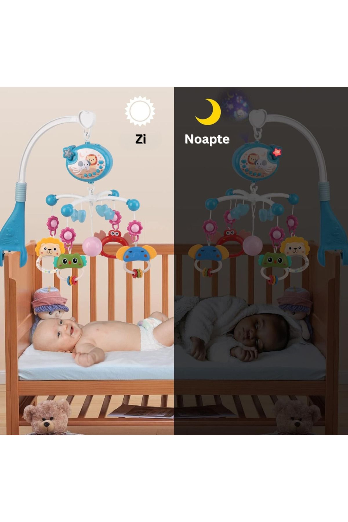 Velixo-Baby Crib Carousel, Remote, Projector, 40 Songs, 4 Toys, 360° Rotation, Timer, Volume Control 3