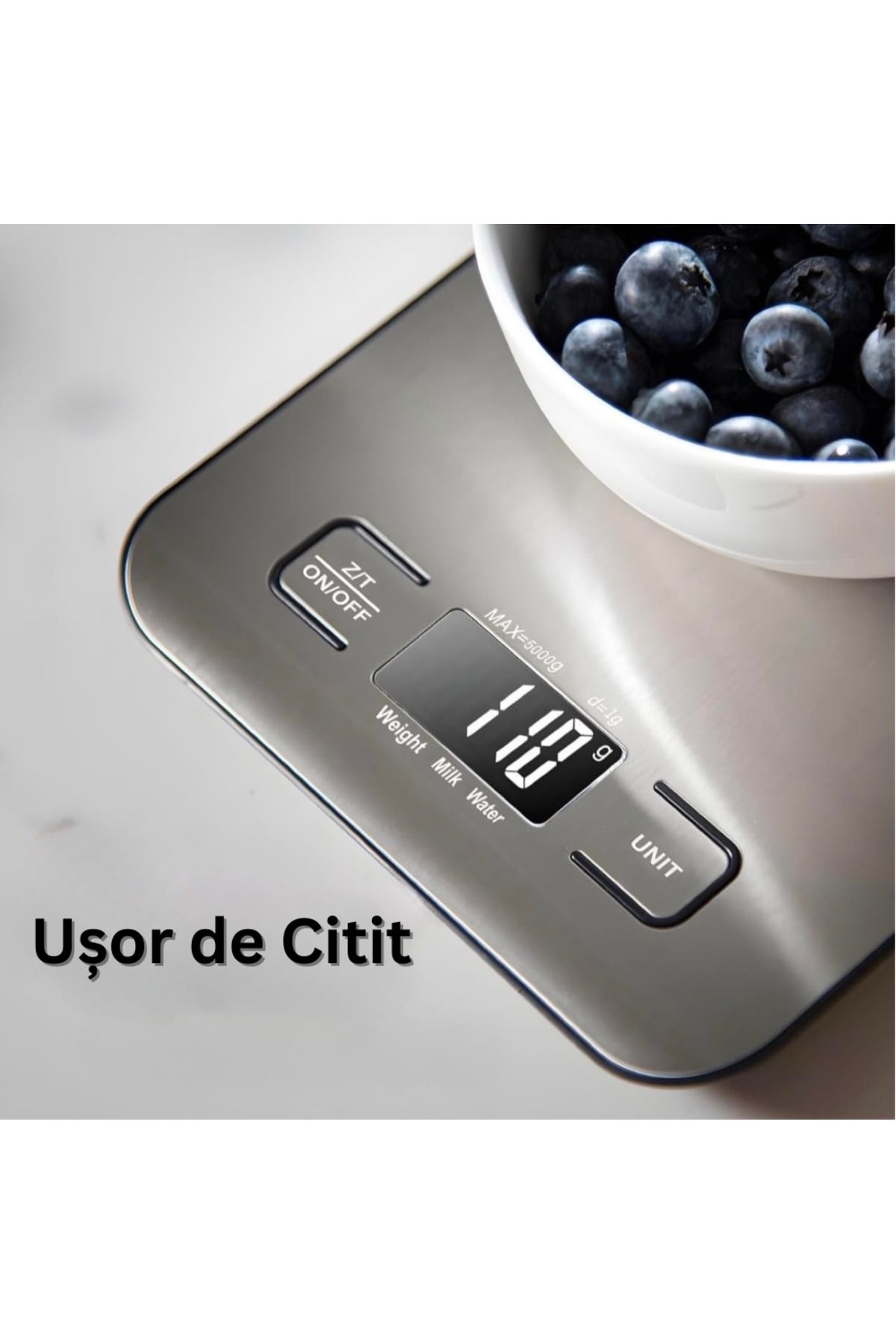 Velixo-Cântar inteligent de bucătărie, aplicație IOS/Android, indice nutrițional, calculator calorii, LCD, maxim 5 kg, 2 baterii 2