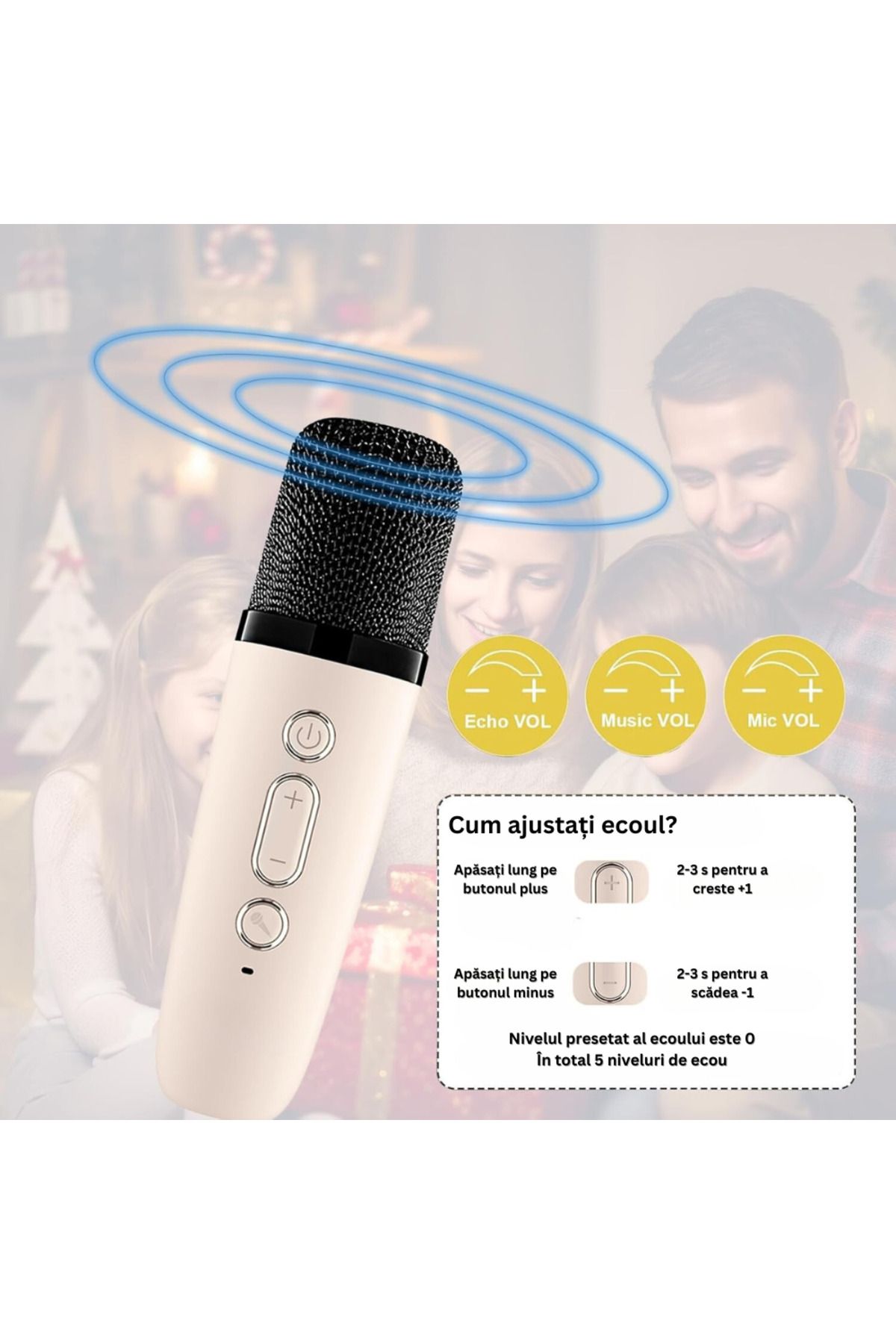Velixo-Set of 2 Wireless Karaoke Mics with Speaker, Bluetooth, RGB LED, 3D Sound, 5 Effects, MicroSD, AUX 4