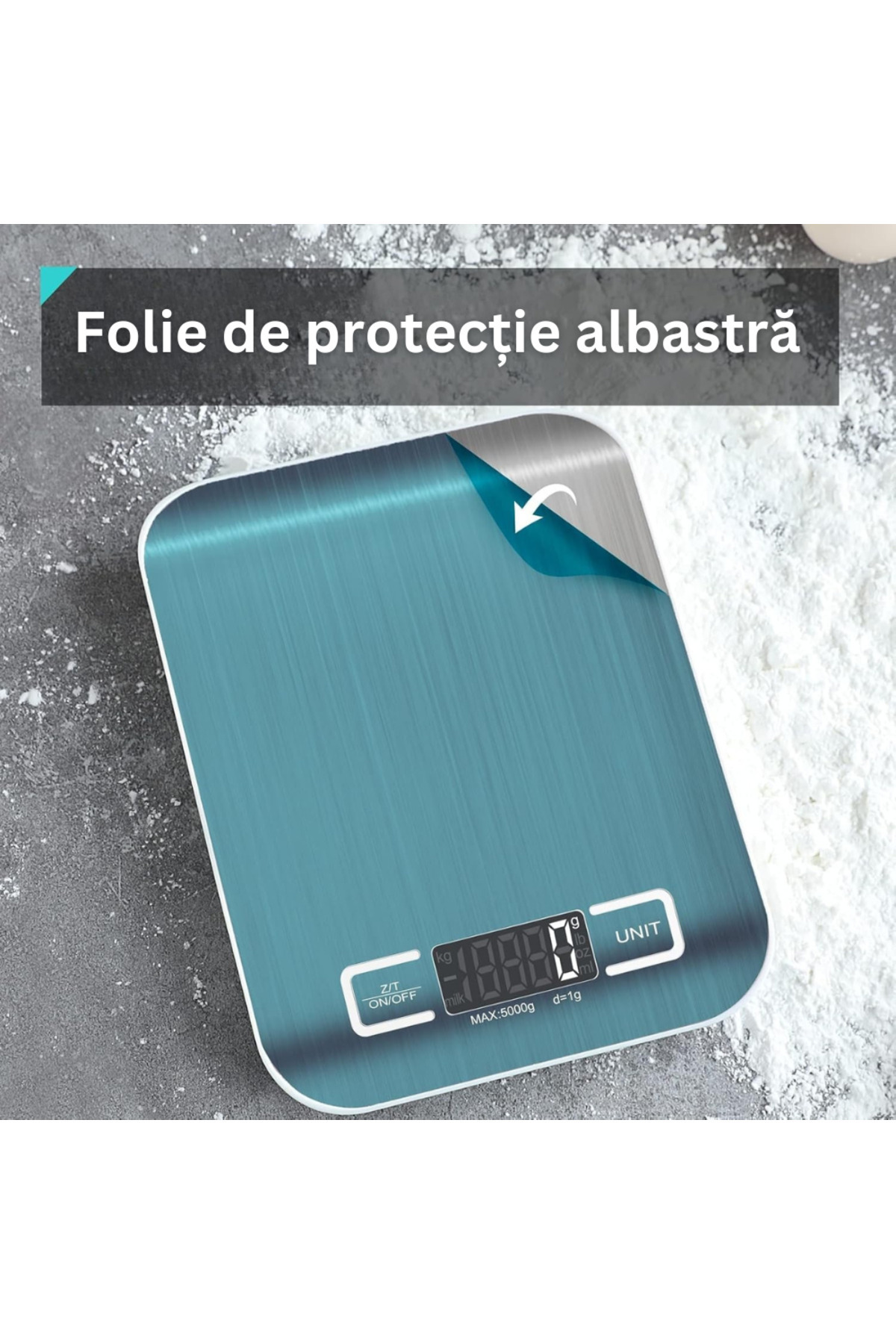 Velixo-Cântar inteligent de bucătărie, aplicație IOS/Android, indice nutrițional, calculator calorii, LCD, maxim 5 kg, 2 baterii 5