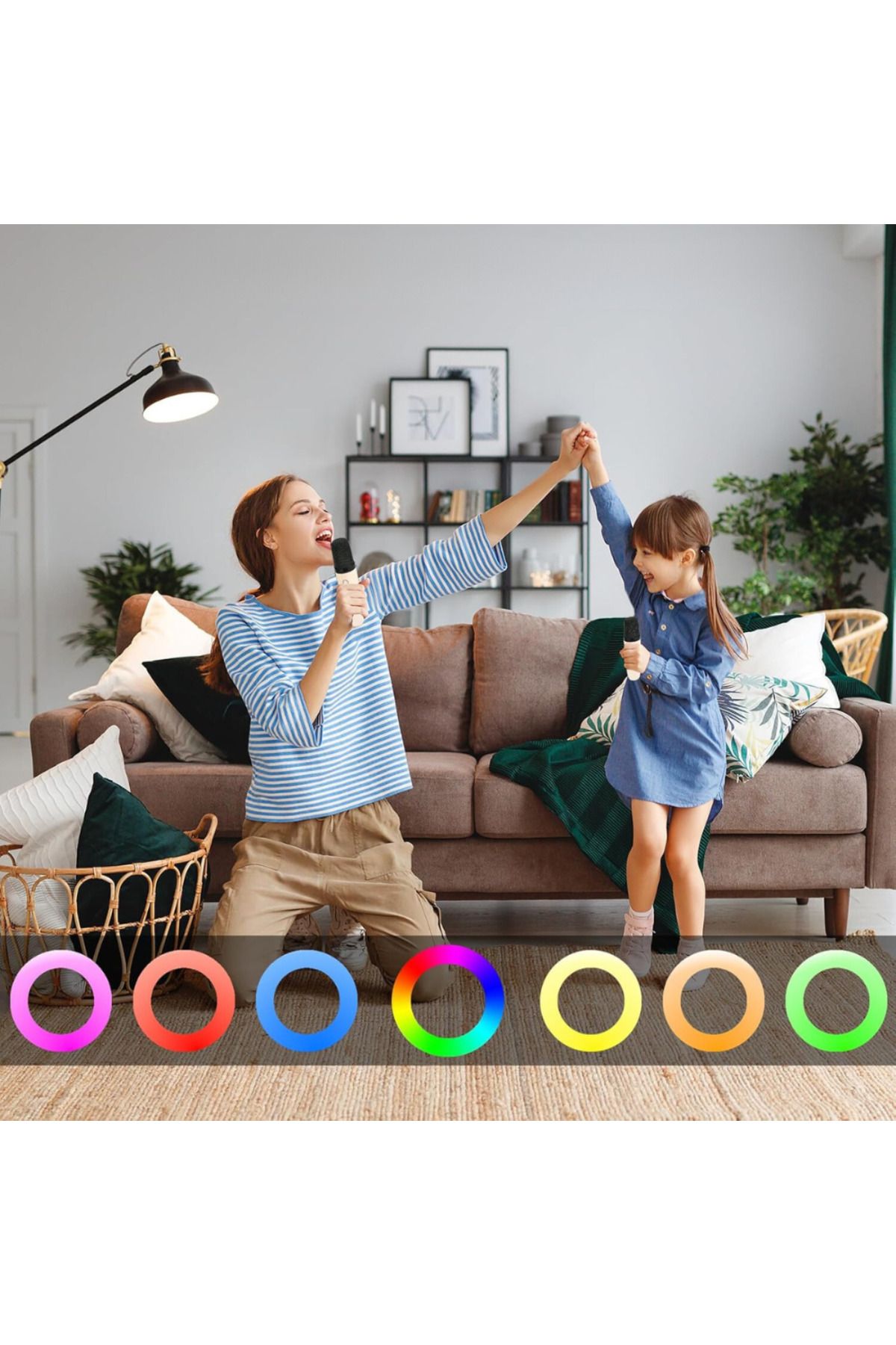 Velixo-Set of 2 Wireless Karaoke Mics with Speaker, Bluetooth, RGB LED, 3D Sound, 5 Effects, MicroSD, AUX 7