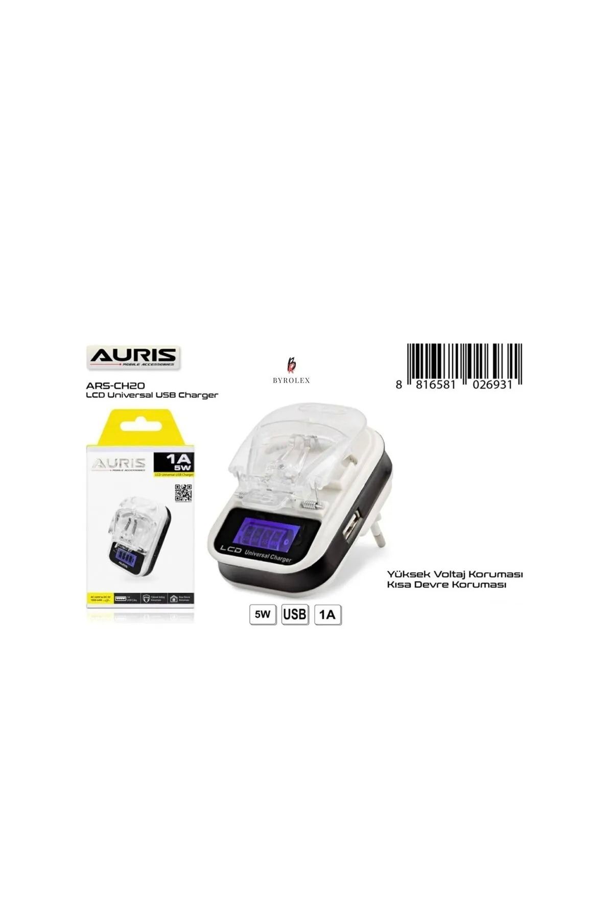 shop AZURTECH LCD UNIVERSAL USB GİRİŞLİ 1A/5W KENDİNDEN FİŞLİ ŞARJ ALETİ