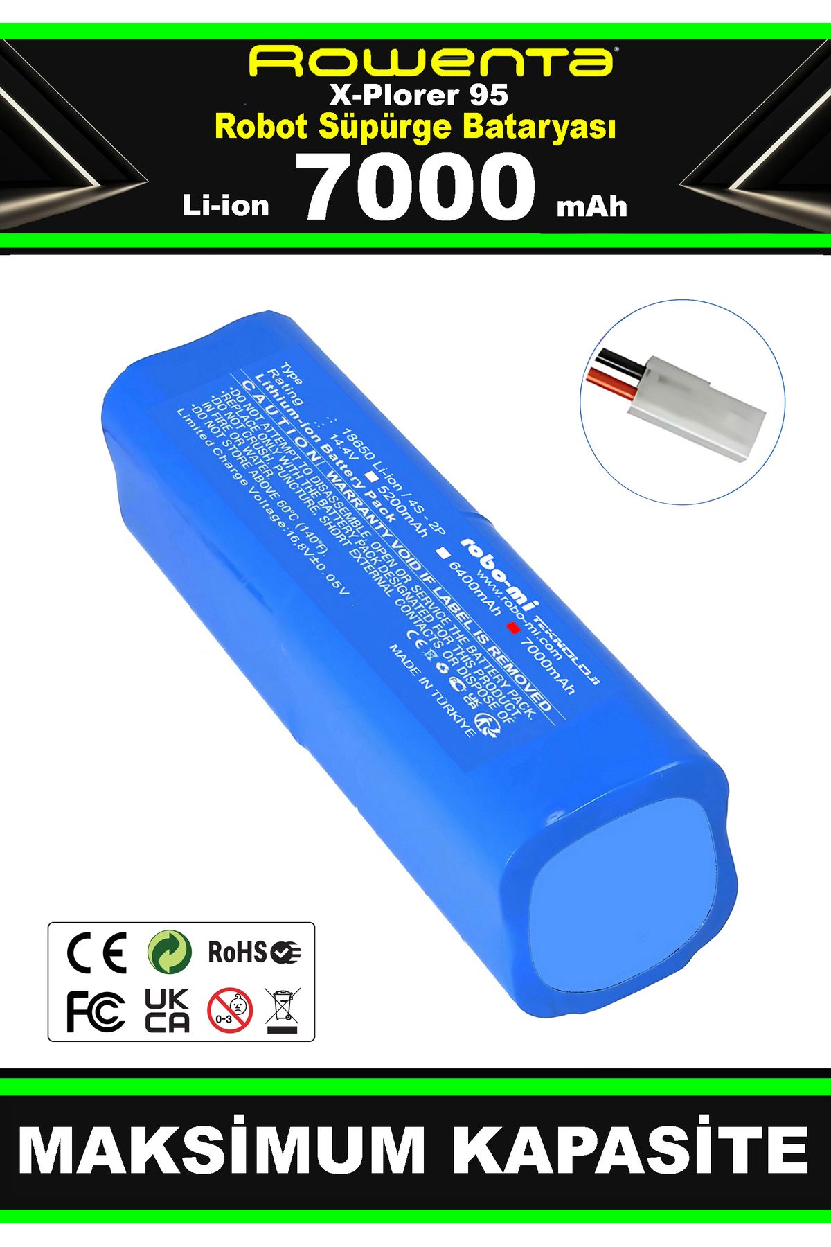 robo-mi Rowenta X-PLORER-95 7000mAh Robot Süpürge Bataryası - Gerçek Kapasite