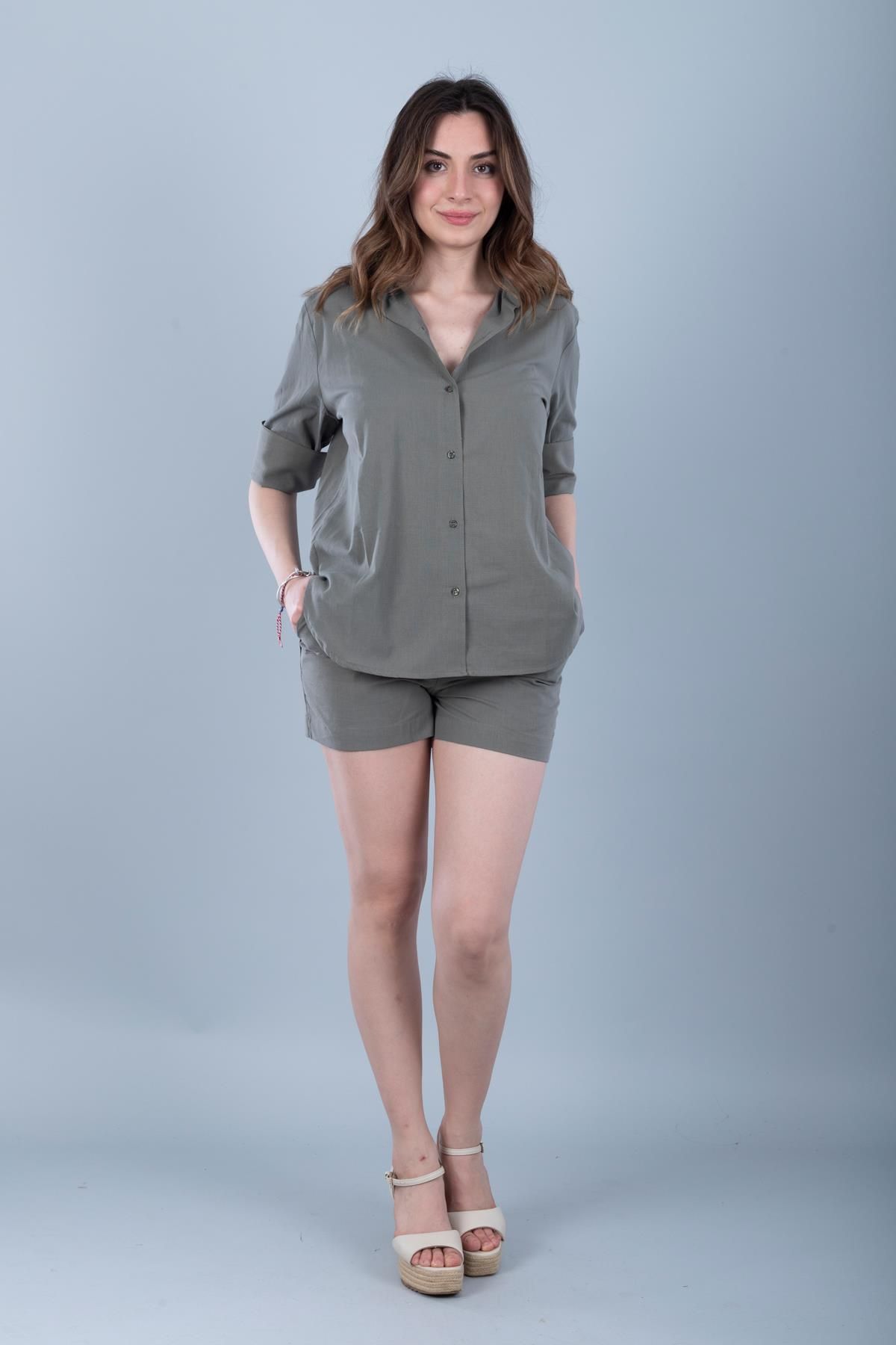 Bonitas Beachwear P. Keten Şort Takım Füme