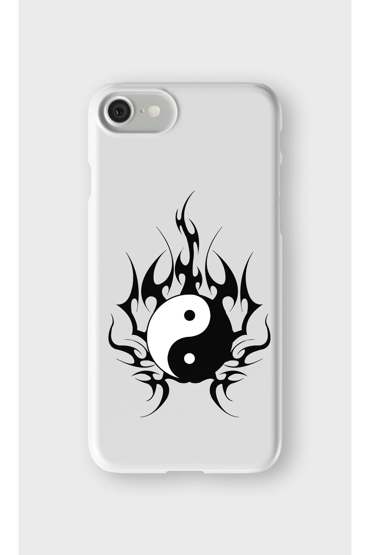 lelia iPhone 7 Uyumlu Ying Yang Tasarımlı İçi Kadife Lansman Beyaz Silikon Kılıf