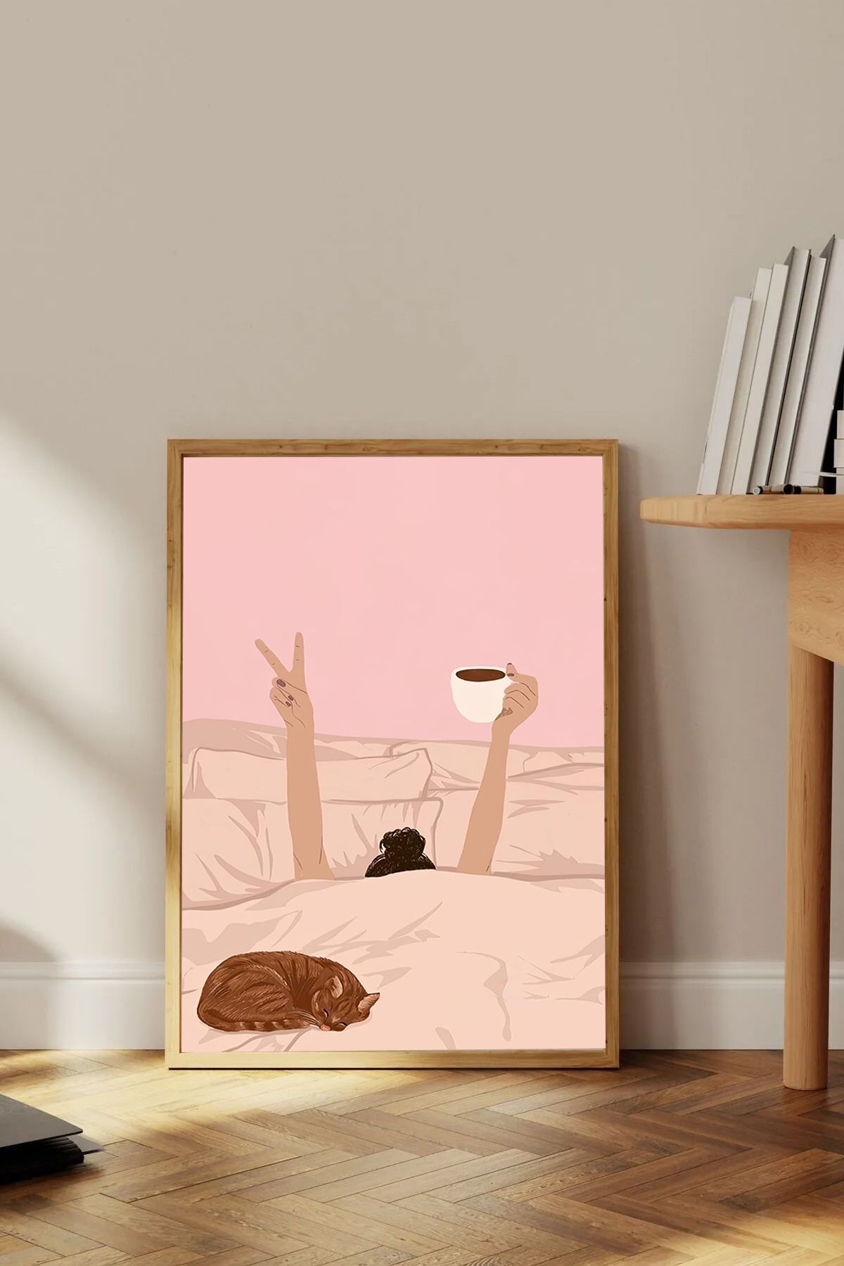 Dekorsiahome Tek Parça Ahşap Çerçeveli Oturma Odası Salon Mutfak Tablo TK0397