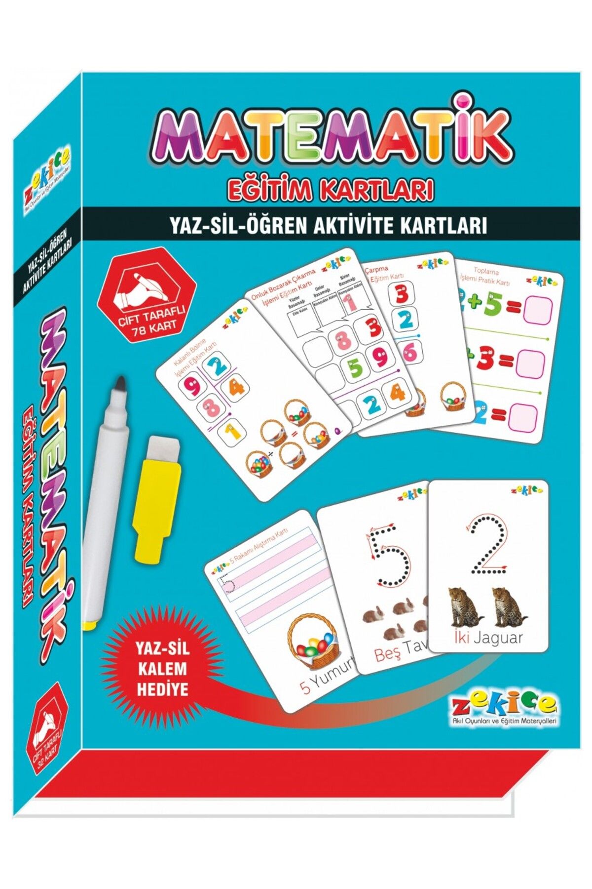 Zekice eğitici matematik öğretici yaz-sil kartları