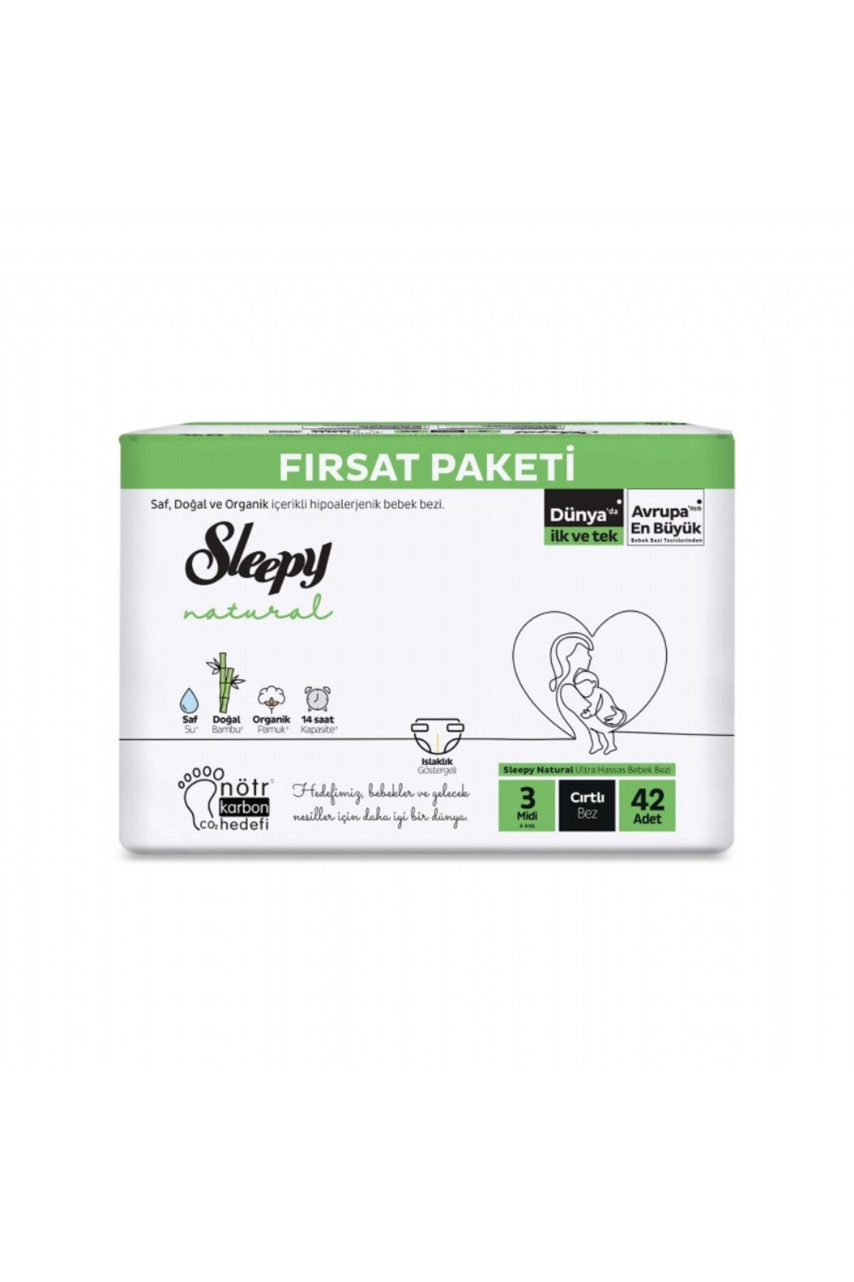 Sleepy Natural Bebek Bezi Fırsat Paketi 3 Beden 42 Adet