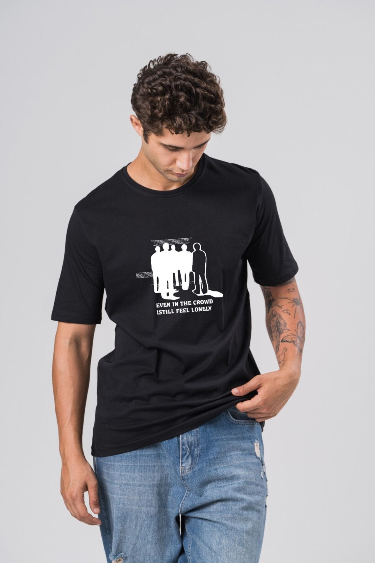 COAL CİTY Erkek Siyah Baskılı Regular %100 Organik Pamuk Siyah T-shirt