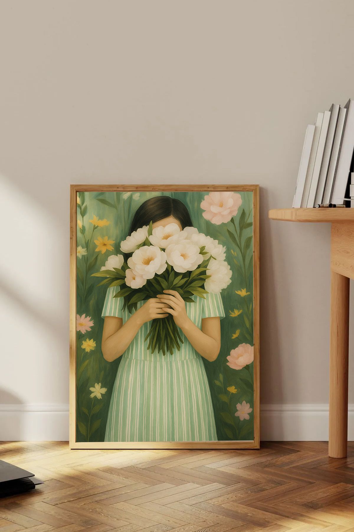Dekorsiahome Tek Parça Ahşap Çerçeveli Oturma Odası Salon Mutfak Tablo TK0381