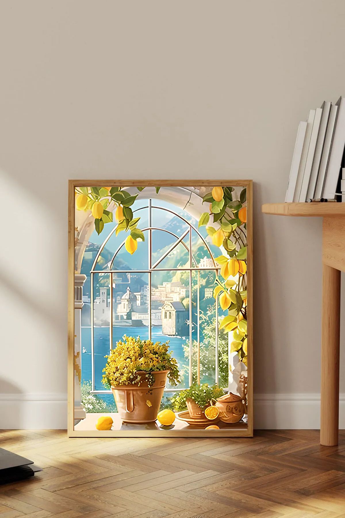 Dekorsiahome Tek Parça Ahşap Çerçeveli Oturma Odası Salon Mutfak Tablo TK0395