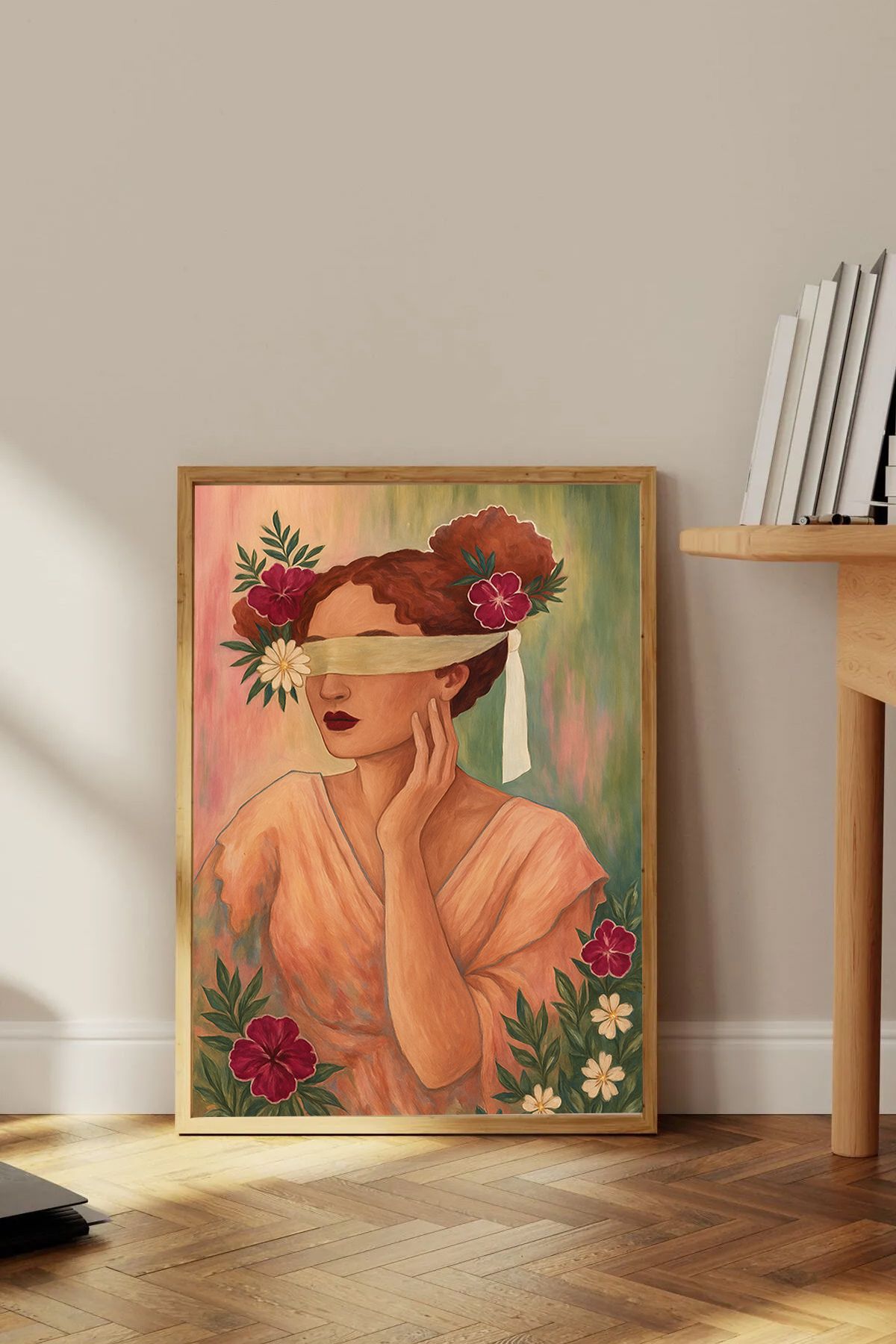 Dekorsiahome Tek Parça Ahşap Çerçeveli Oturma Odası Salon Mutfak Tablo TK0382