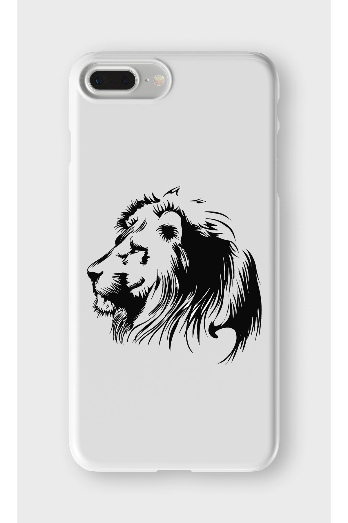 lelia iPhone 6 Plus ve 6s Plus Uyumlu Aslan Tasarımlı İçi Kadife Lansman Beyaz Silikon Kılıf