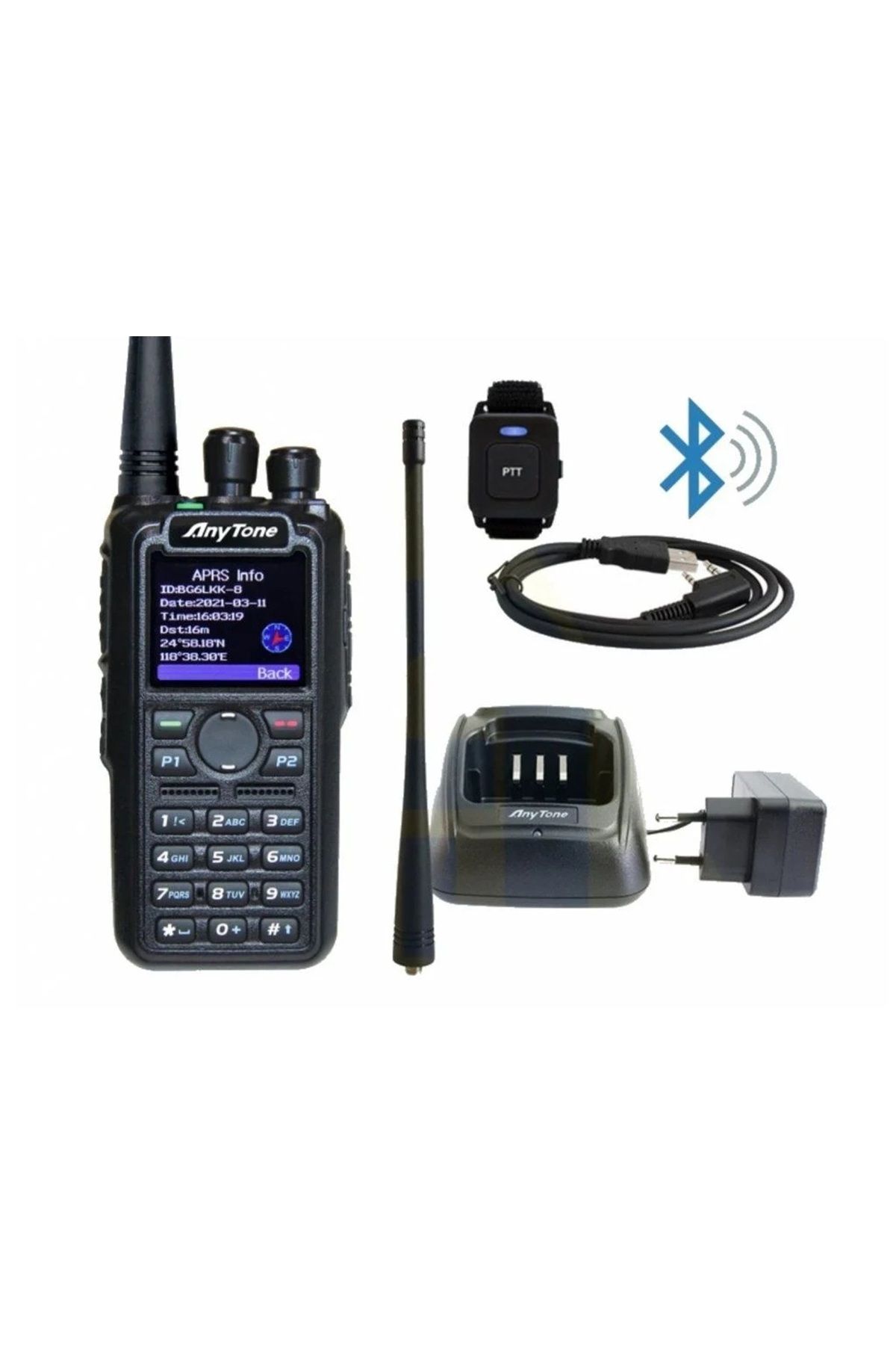 ANYTONE AT-D878UVII PLUS Anytone AT-D 878UV 2 Plus DMR type c bataryalı El Telsizi