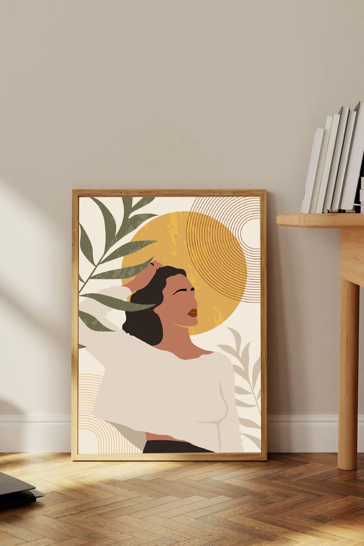 Dekorsiahome Tek Parça Ahşap Çerçeveli Oturma Odası Salon Mutfak Tablo TK0428