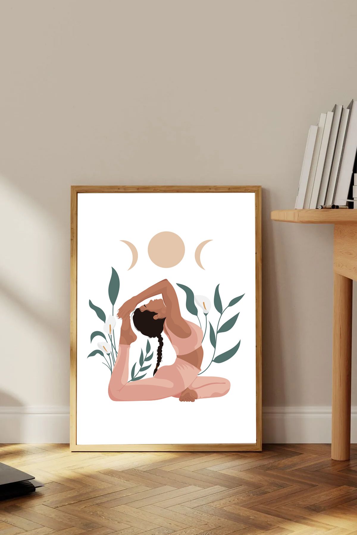 Dekorsiahome Tek Parça Ahşap Çerçeveli Oturma Odası Salon Mutfak Tablo TK0434