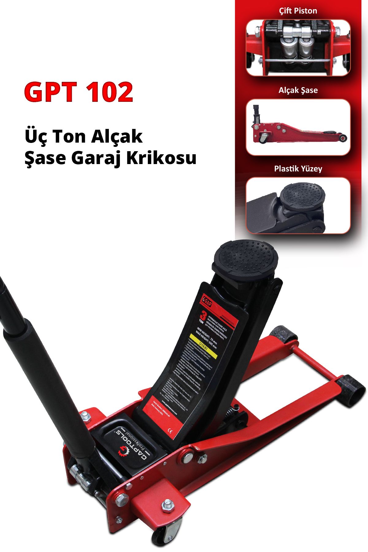 G GAPTOOLS Garaj Krikosu Üç Ton Alçak Şase GPT102