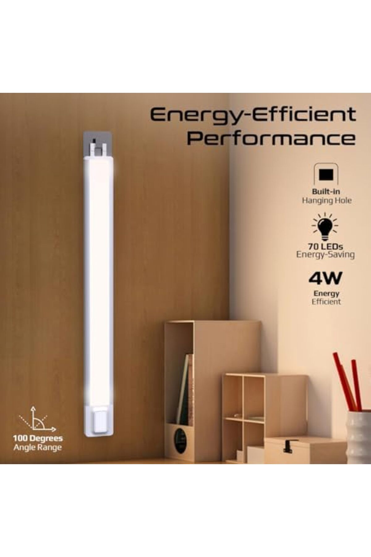 Promate-40cm LED Light with Motion Sensor, 100lm Brightness, Energy-Efficient 4W LEDs, USB-C Recharg 4