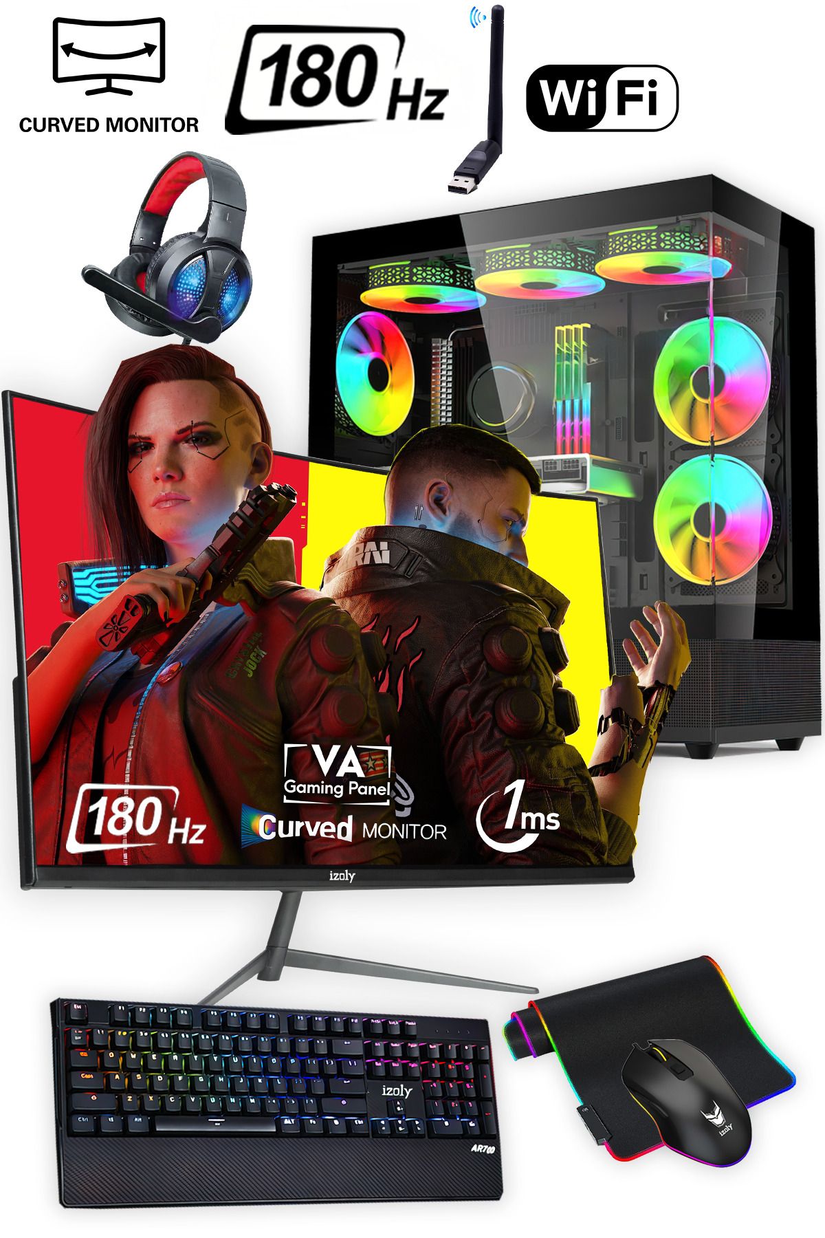 Ventus 507 X Ryzen 5 5500 16gb 1tb M.2 Nvme Rtx 3060 8gb 24" 180 Hz Oyuncu Masaüstü Bilgisayarı