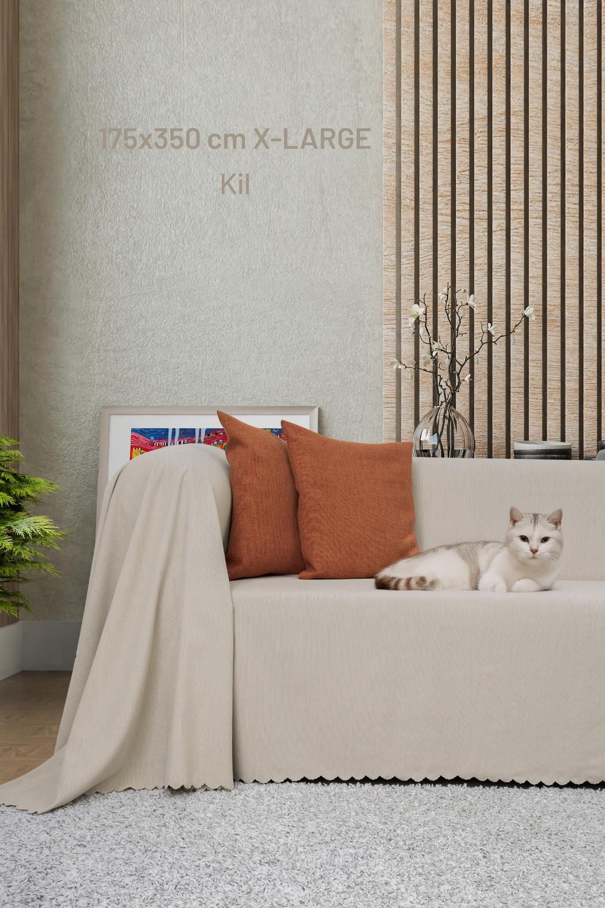 Latuda Home Kaymaz Koltuk Örtüsü Çift Taraflı Mikrofiber Şönil 175x350 cm XL- Kil – Kedi Köpek ve Çocuk Dostu