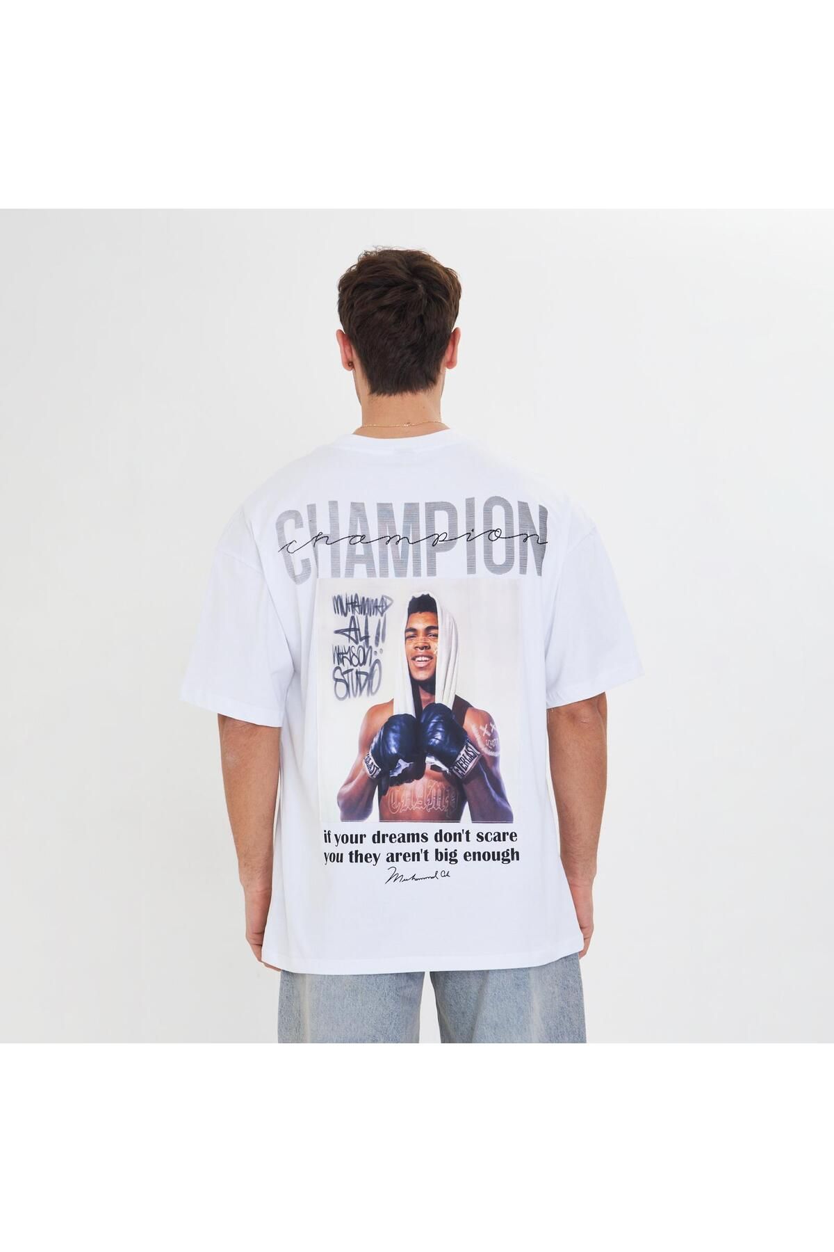 SCHOTT muhammed ali peç baskılı unisex oversize t-shirt