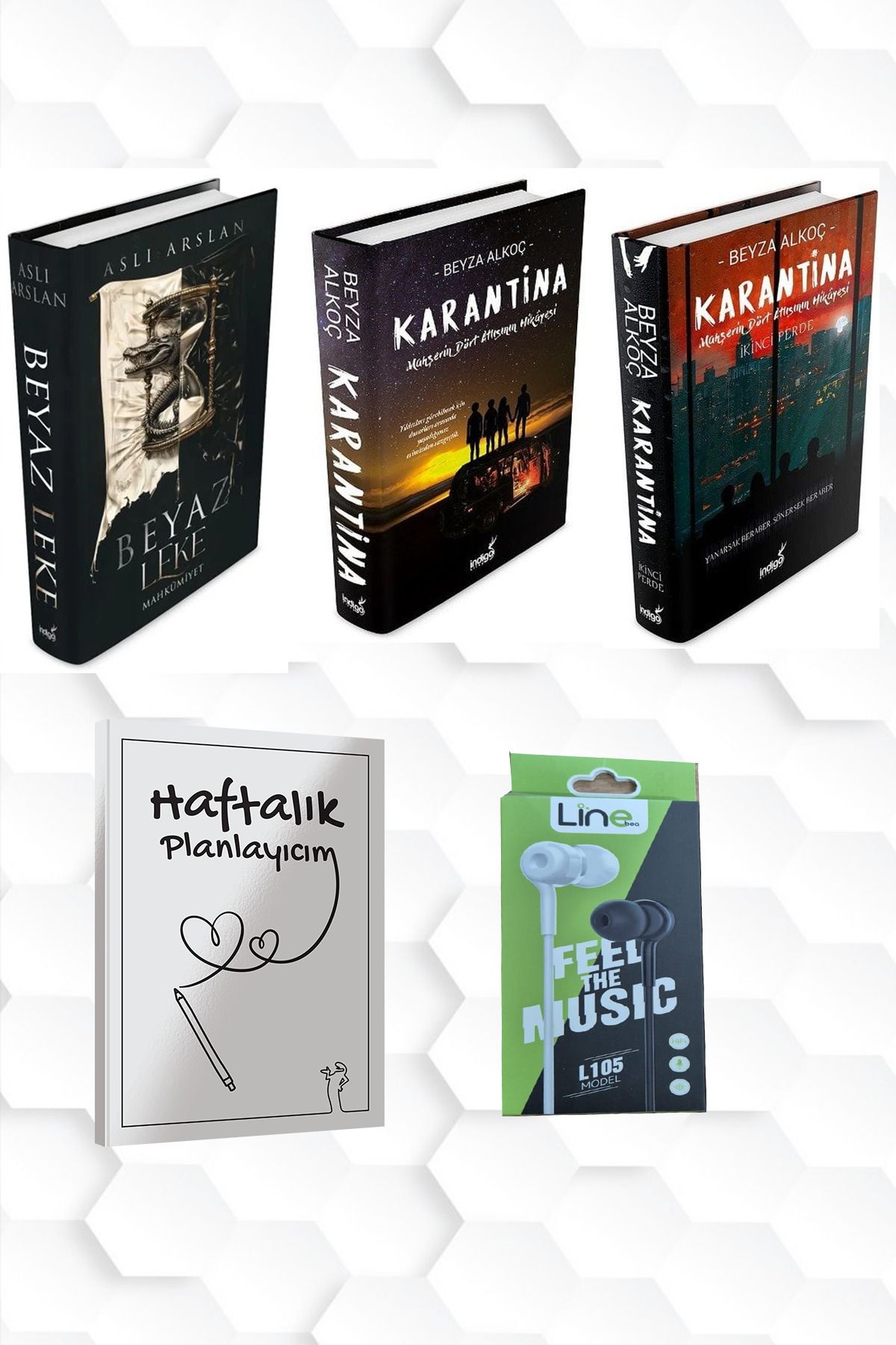 İndigo Kitap BEYAZ LEKE 1 CİLTLİ-KARANTİNA 1 VE 2.PERDE +HAFTALIK PLANLAYICIM 52 (HAFTA)KULAKLIK HEDİYE