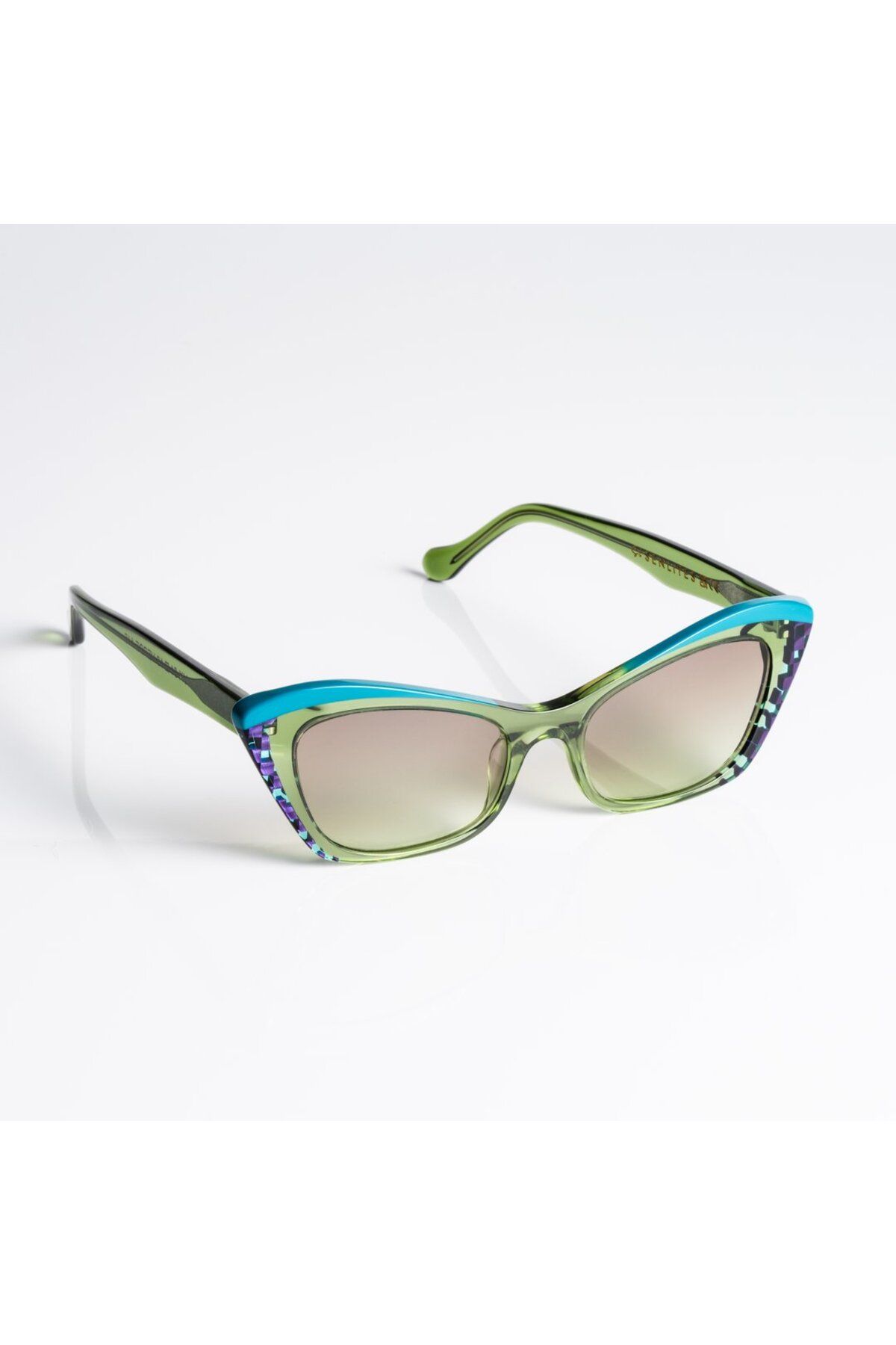 SENLITES Sunglasses More FLUX VERDE Kadın Yeşil Degrade UV400 Cateye Güneş Gözlüğü