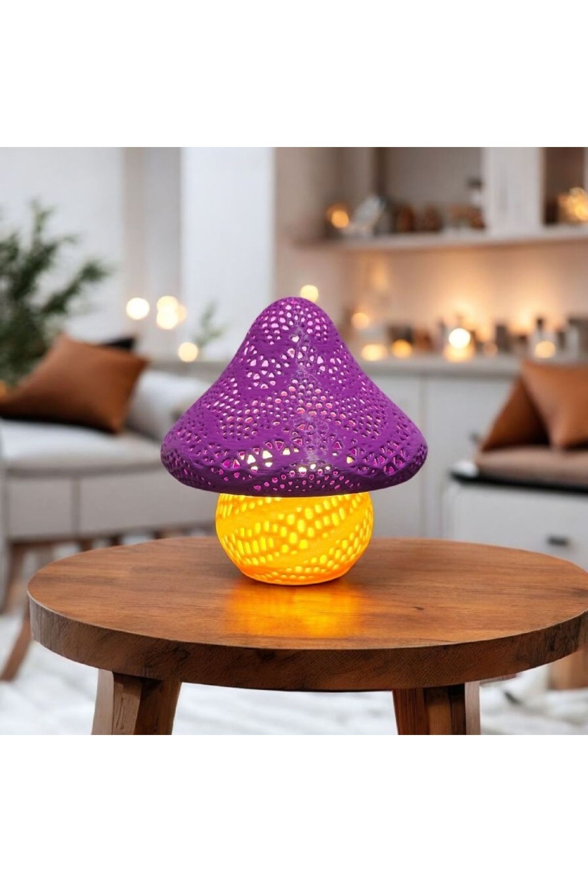 Home Mor ve Ahşap Mantar Masa Lambası