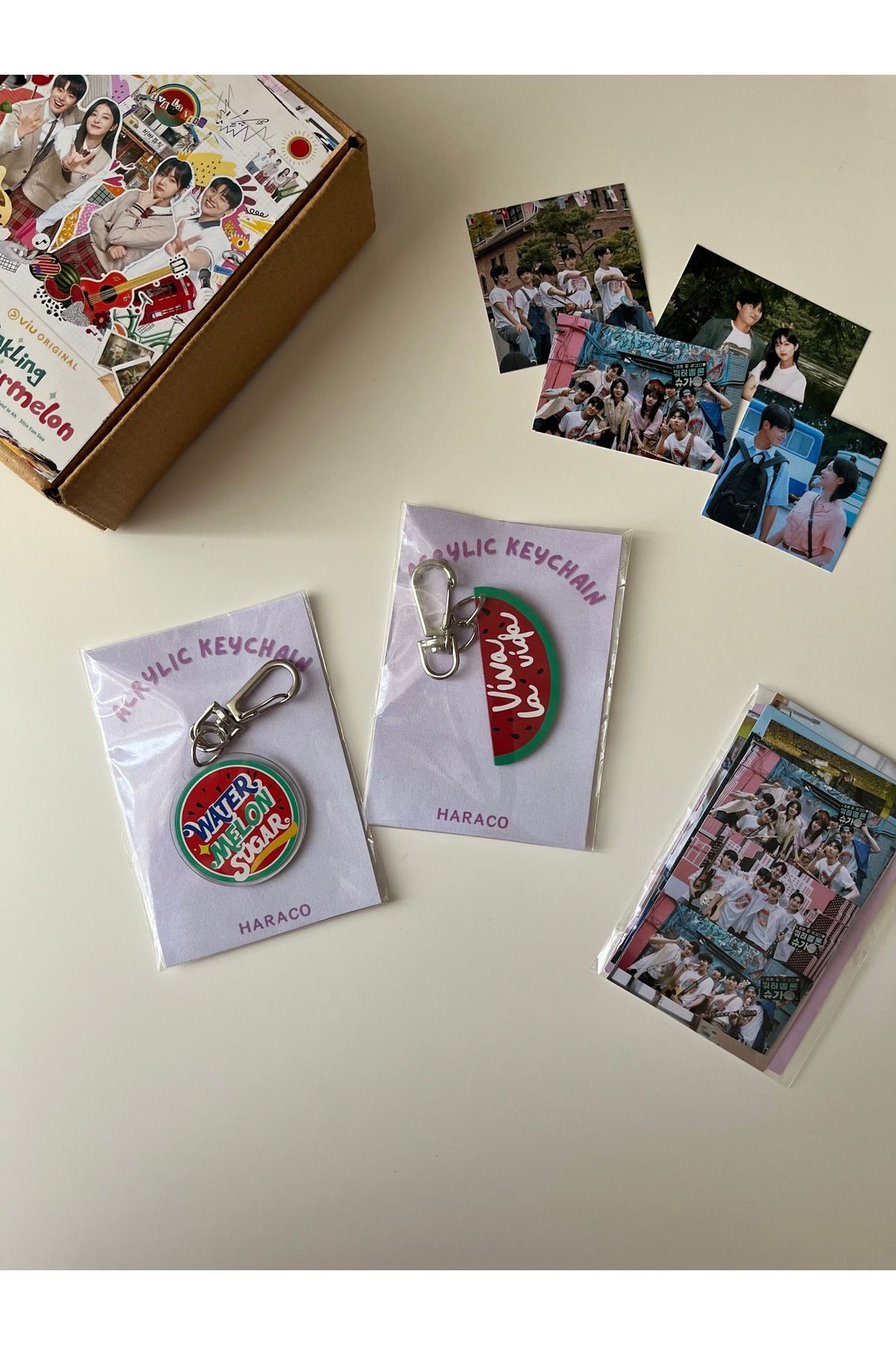 Hara Company Twinkling Watermelon K-drama Viva La Vida ve water Melon Sugar Anahtarlık Ve Sticker Paketi Set