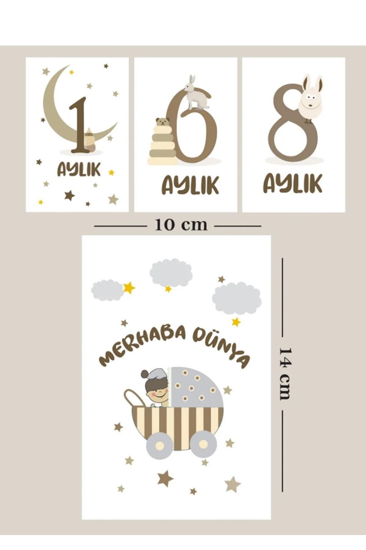 CherryPie Yeni Doğan Bebek Ay Kartları | 1-12 Ay Doğum & Kırkı Çıktı | Fotoğraf Çekim Unisex Anı Kartları Seti