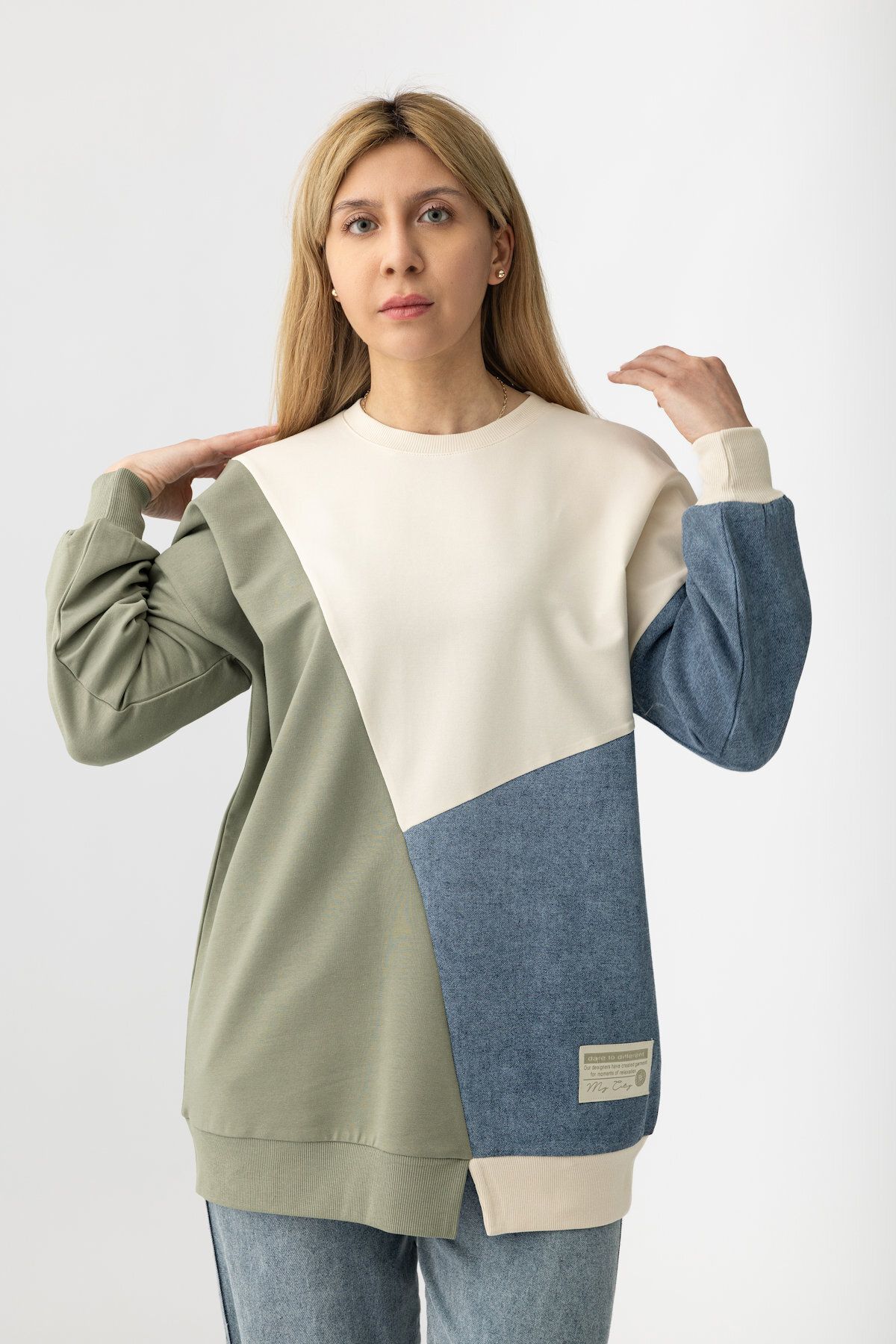 Suede Style 9097 - 2 İplik Kot Garnili Rahat Şık Kadın Tunik