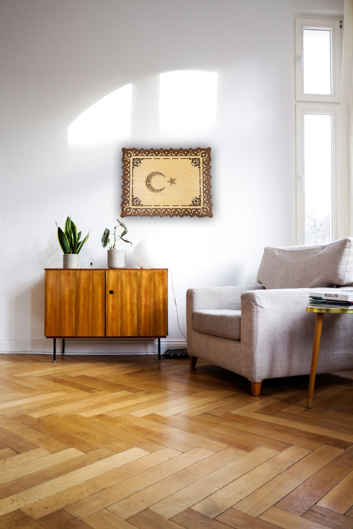 ccn design TEVHİD BAYRAĞI Tablosu - 2 / Ahşap El Yapımı Sanatsal Desenli Hediyelik Dekoratif Tablo