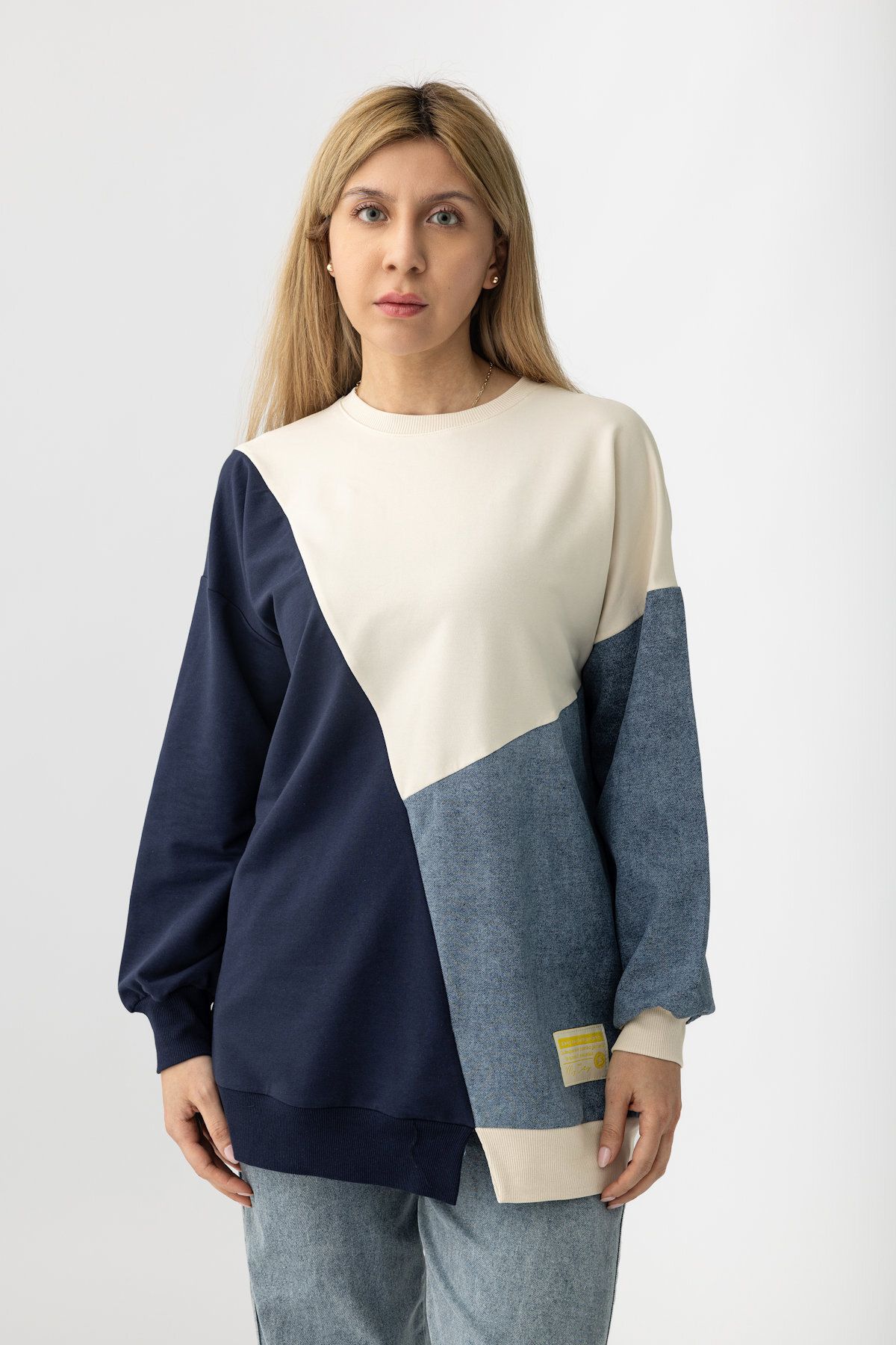Suede Style 9097 - 2 İplik Kot Garnili Rahat Şık Kadın Tunik