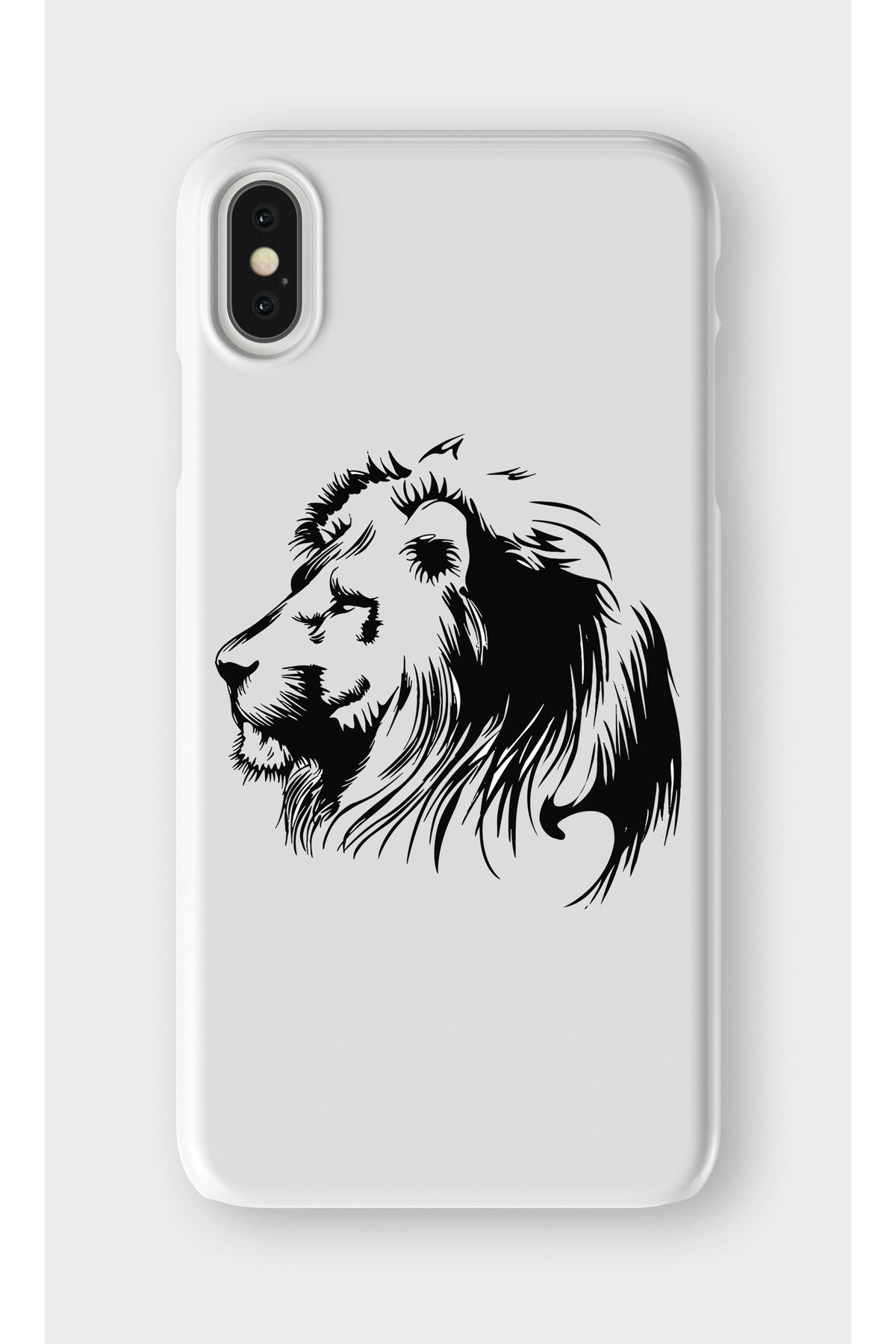 lelia iPhone X ve XS Uyumlu Aslan Tasarımlı İçi Kadife Lansman Beyaz Silikon Kılıf
