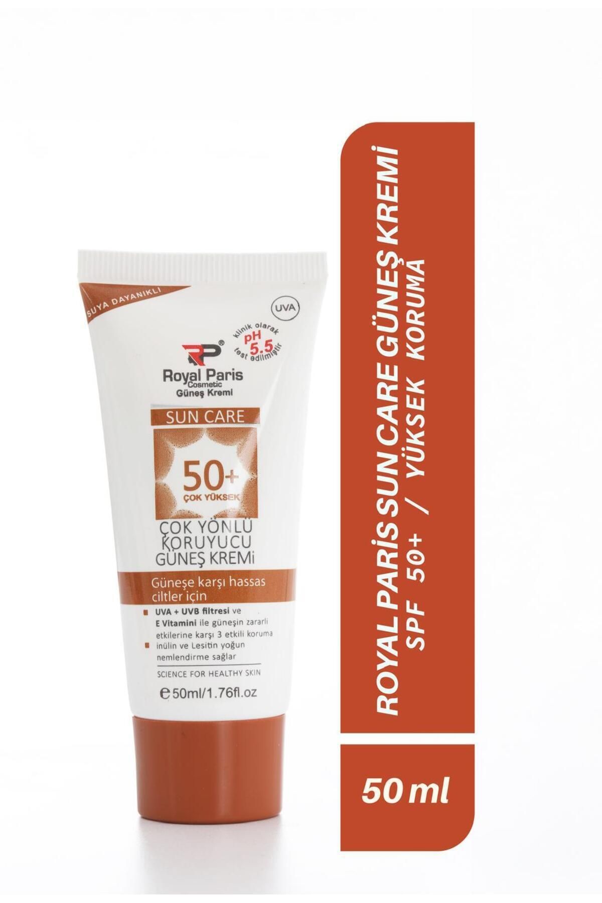 Royal paris Güneş Kremi - UVA / UVB Filtresi ve E Vitamini Üçlü Yüksek Koruma Çok Yönlü SUN CARE 50 SPF + 50 ml