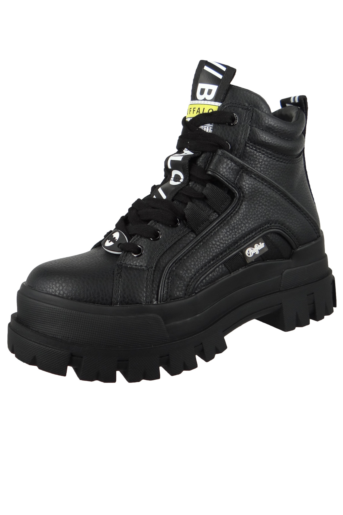 Buffalo-Damen Sportliche Stiefelette Aspha Nc Mid 1622045 Schwarz Black Kunstleder Mit Perfect Fit Durch Me 2