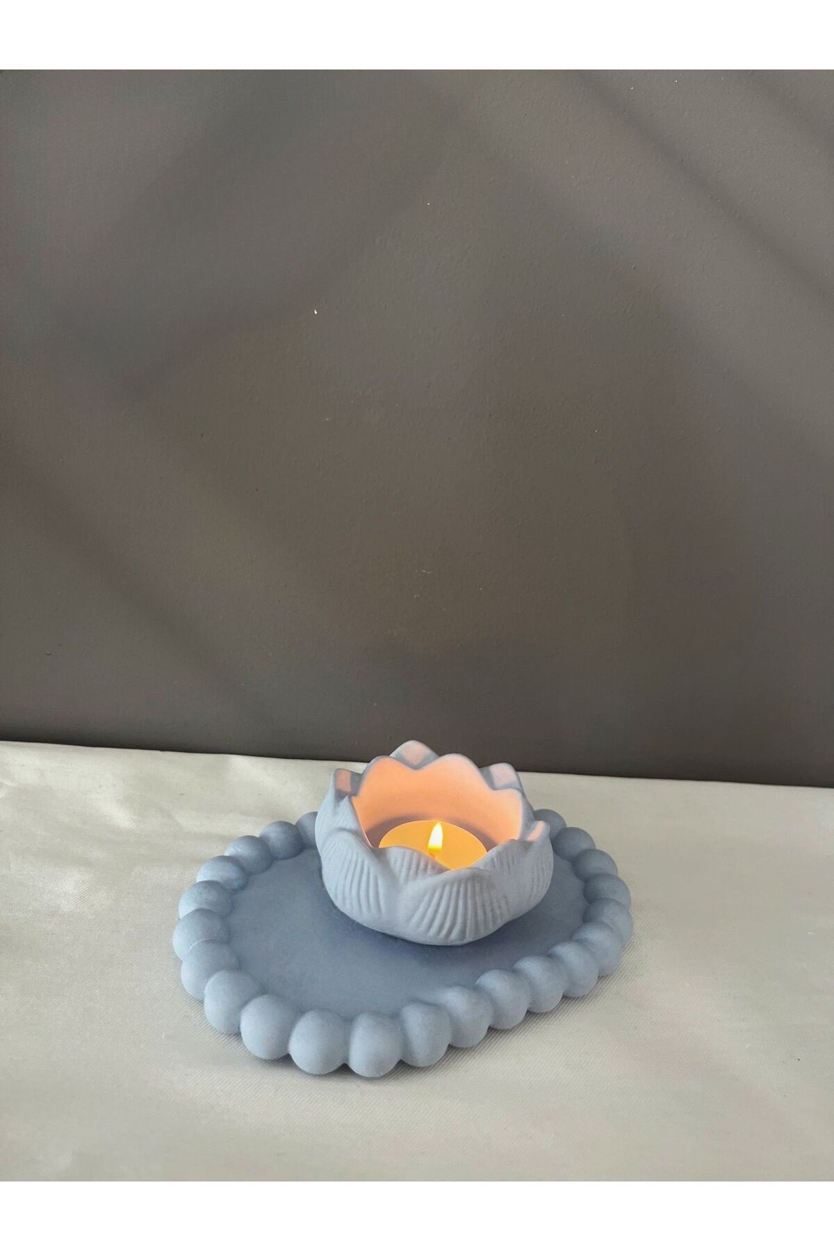 Evosia Design Bebek Mavisi Lotus Çiçeği Mumluk Set