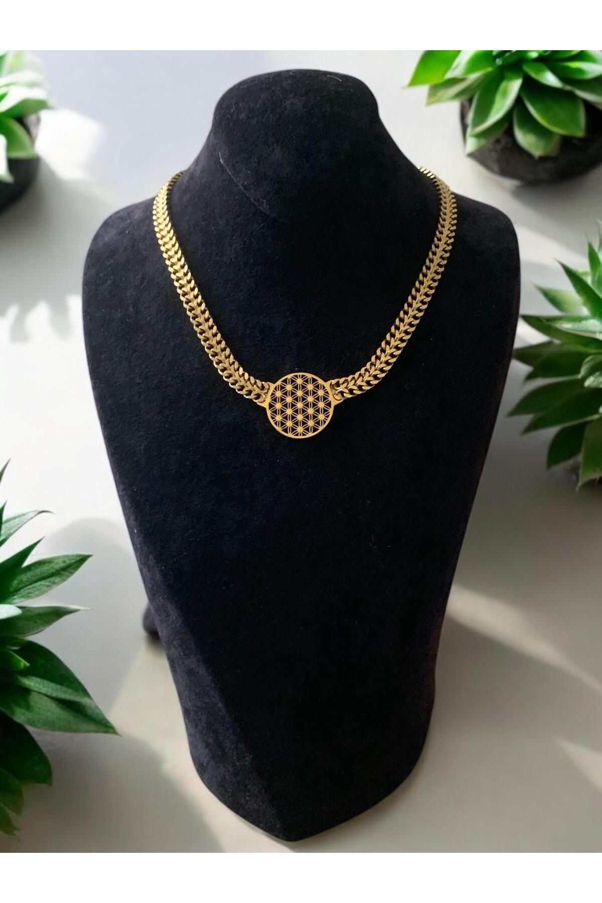 Constanza Exclusive Yaşam Çiçeği Motifli Paslanmaz Çelik Kolye Cns Kolye 068-3