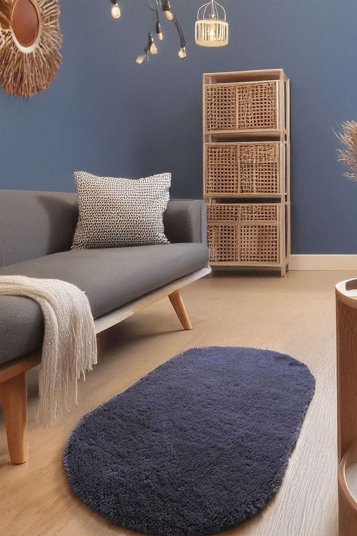 ESSPERO HOME Modern Antrasit Oval Yumuşak Peluş Halı Salon Oturma Çocuk Yatak Odası Mutfak, Antre
