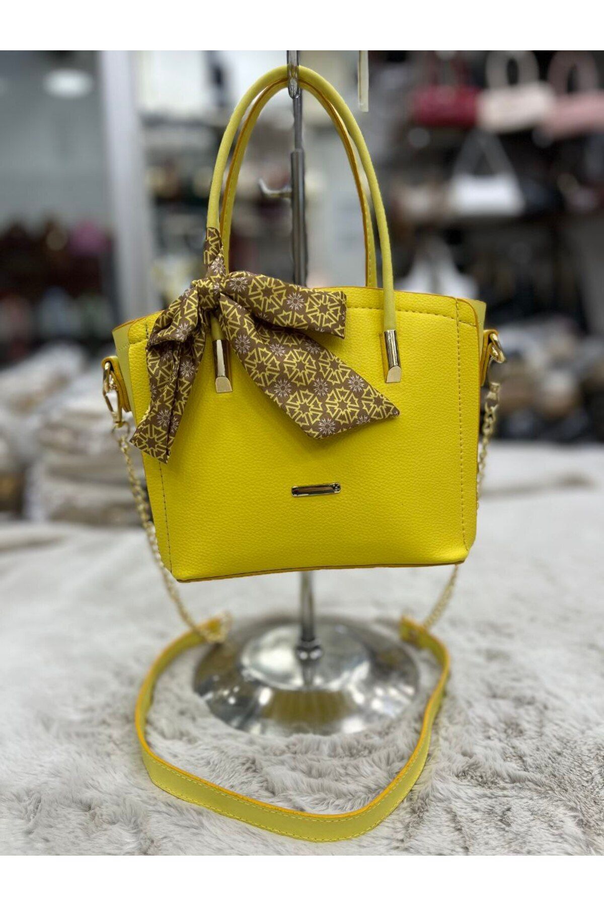 MODA Kadın Çanta Fularlı El, Kol Çantası Sarı