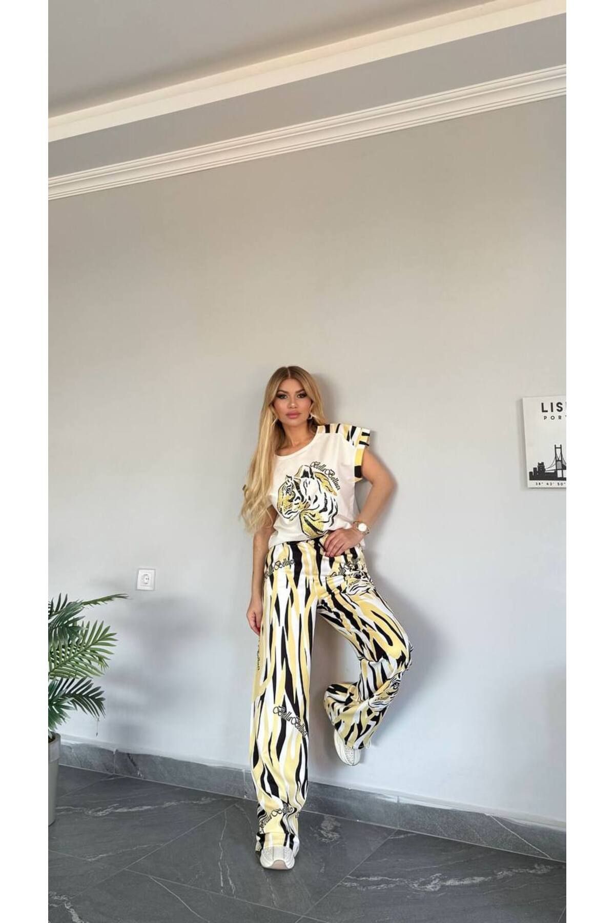 Bella Belluci Yeni Sezon Zebra Desenli Alt Üst Takım
