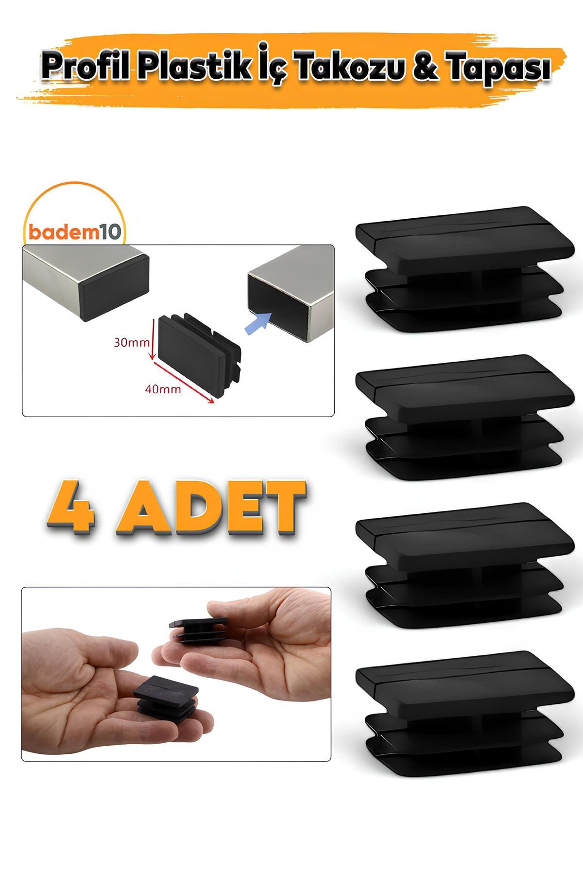 Badem10 Masa Sandalye Sehpa Mobilya Parke 4 Adet Ayak Tapası Takozu Tıpa Papuç Takoz Çizilme 30 mm x 40 mm