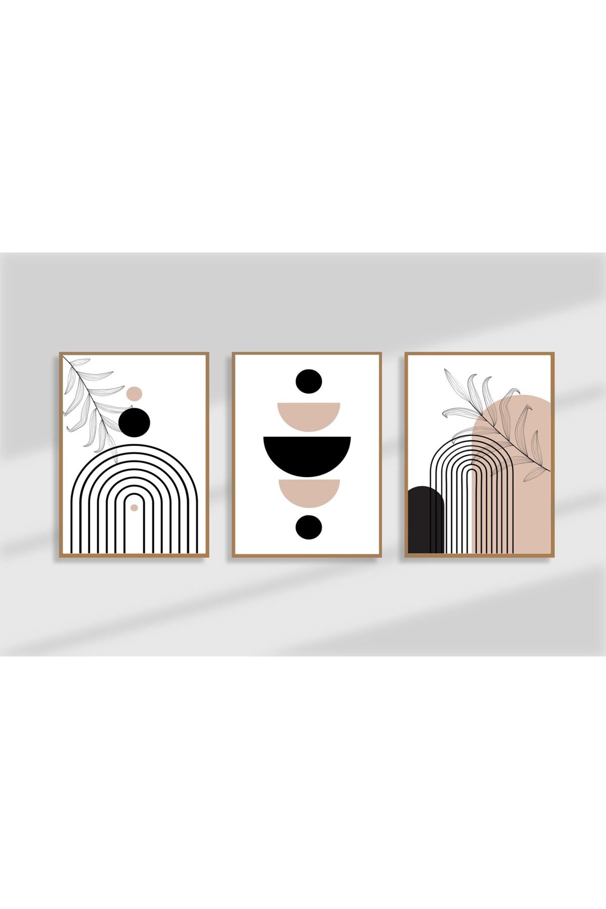 Tuba Decor 3 Parça Ahşap Çerçeve Görünümlü MDF Poster Tablo Seti