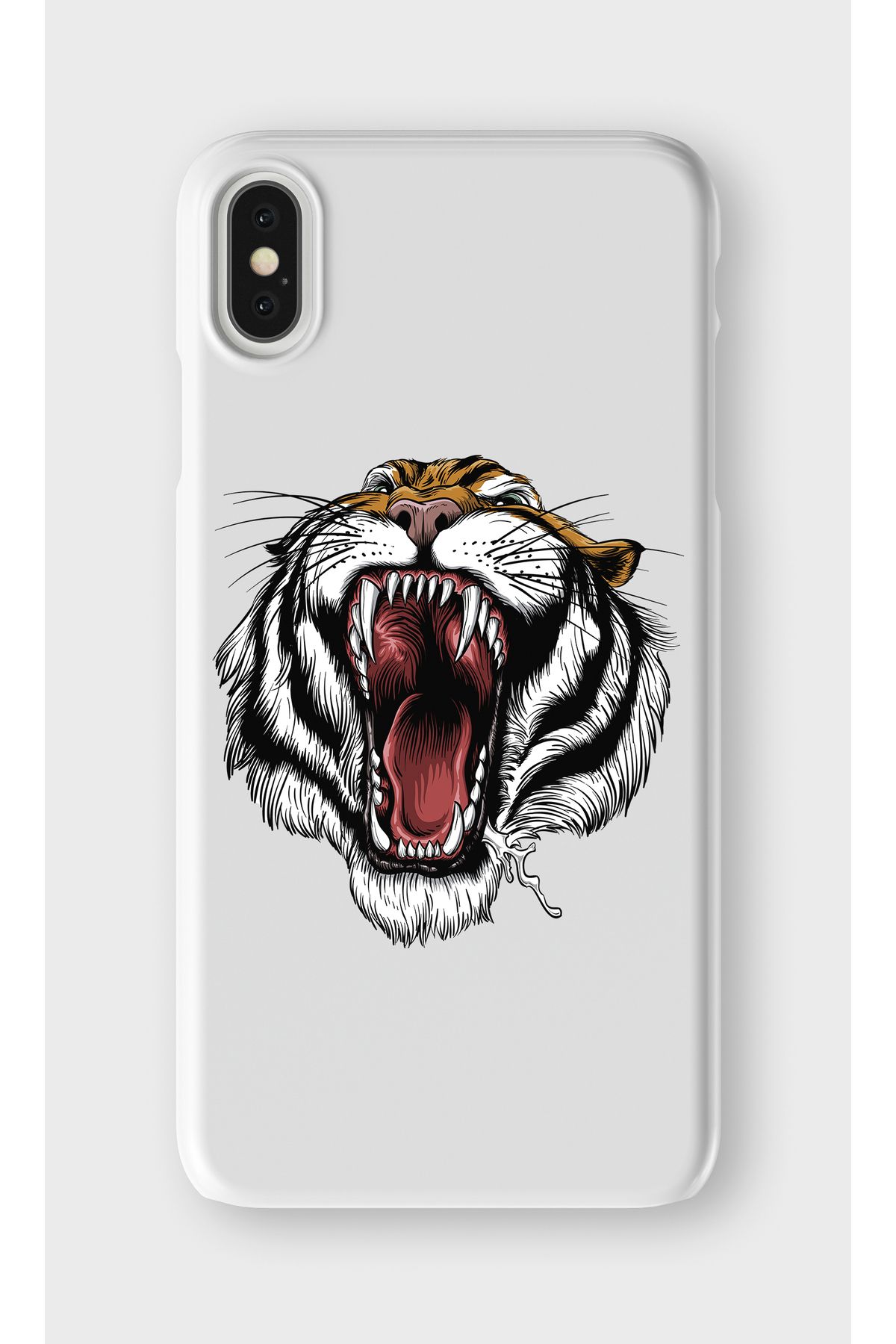 lelia iPhone XS Max Uyumlu Yırtıcı Kaplan Tasarımlı İçi Kadife Lansman Beyaz Silikon Kılıf