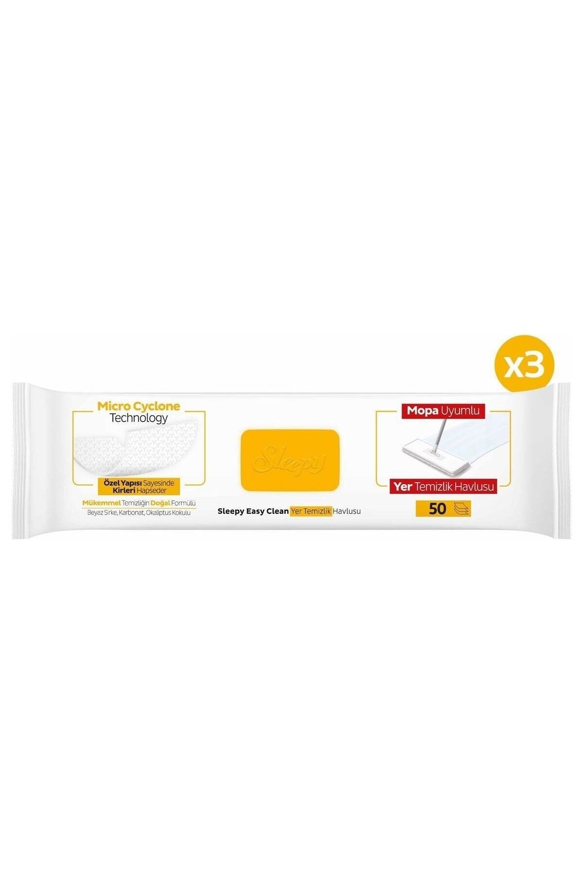 Sleepy Easy Clean Arap Sabunu Katkılı Mopa Uyumlu Yer Temizlik Havlusu 3X50 (150 Yaprak)